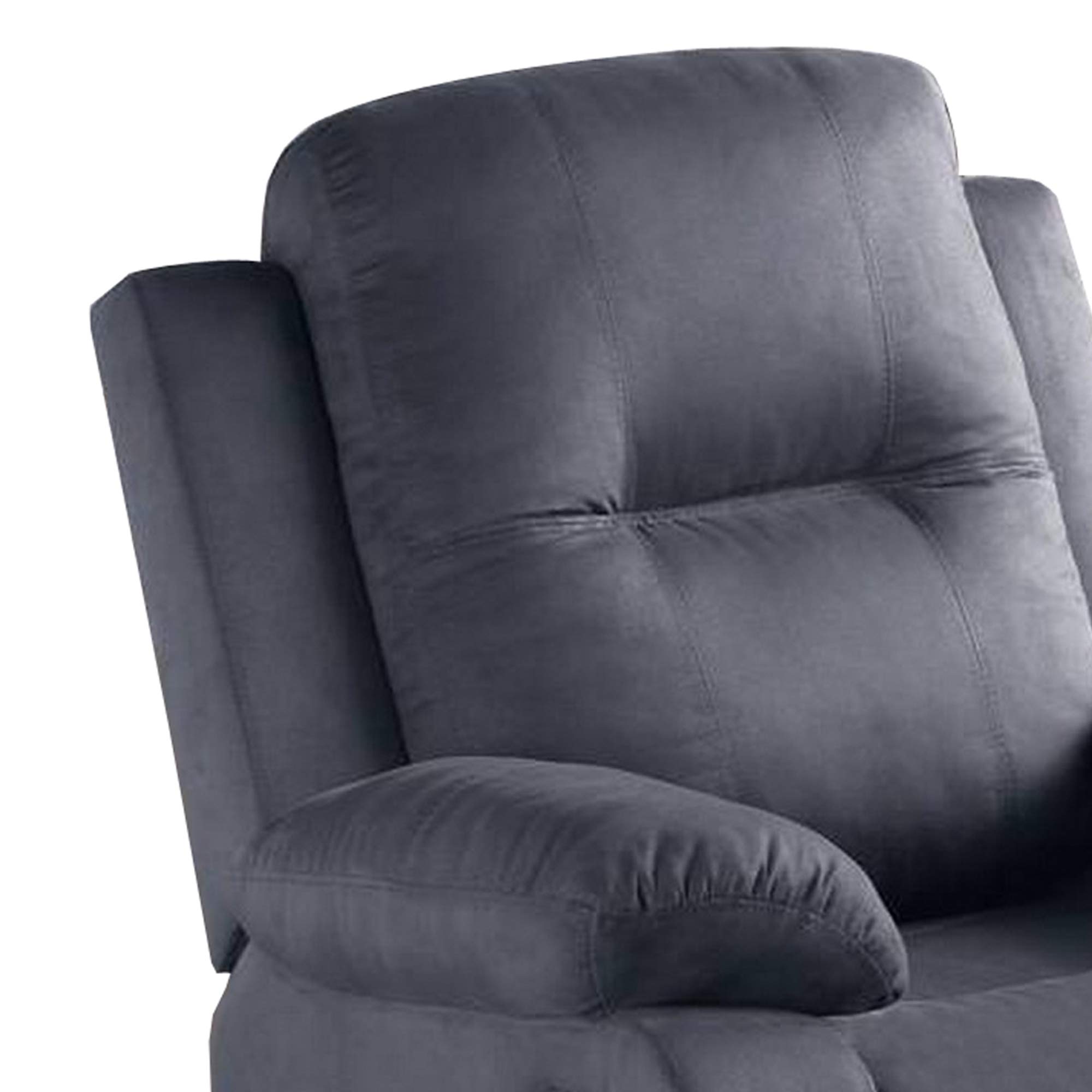 Benjara Gray Fabric Upholstered Recliner Chair with Tufted Back - Comfortable Living Room Seating for Relaxation & Home Theater