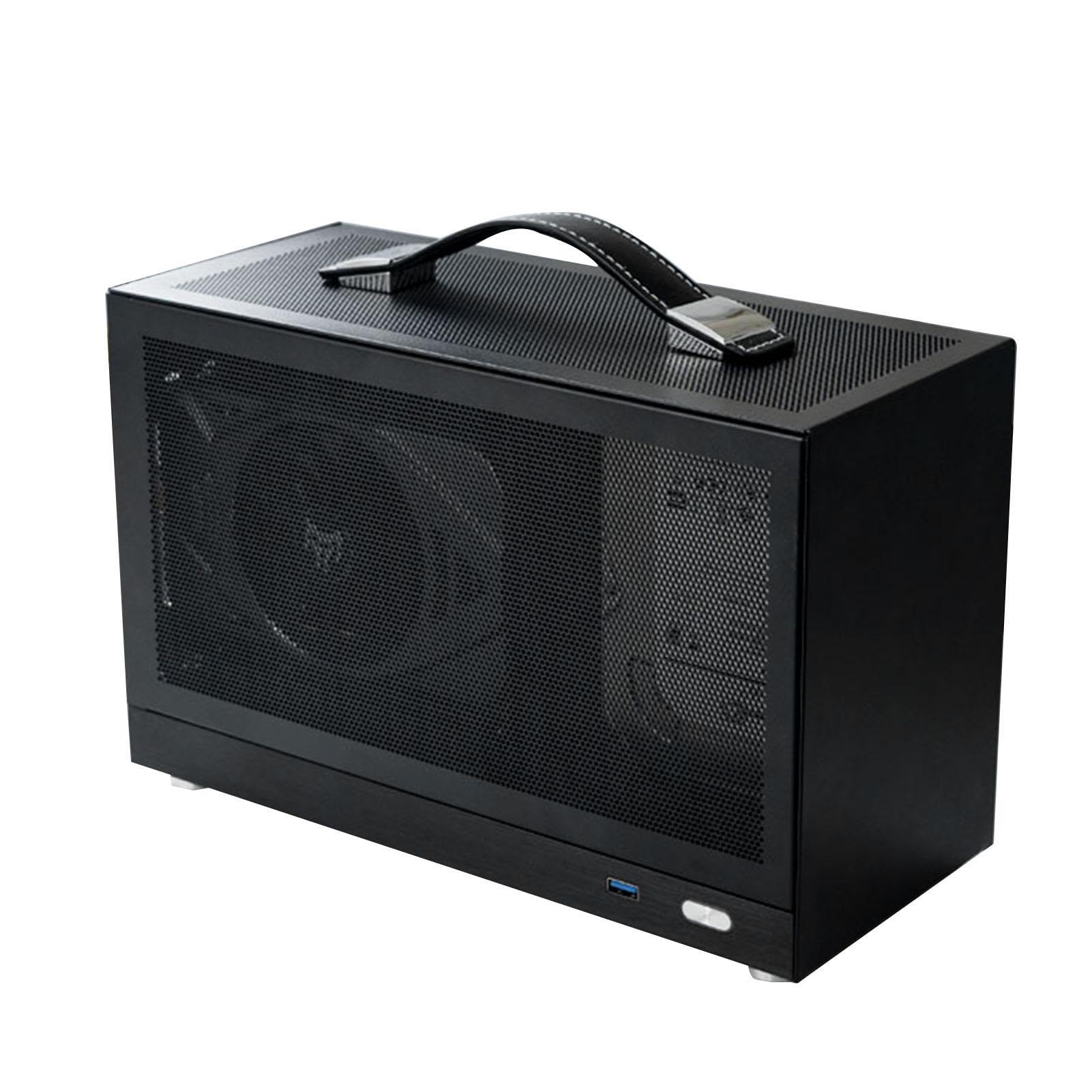 Compact ITX PC Case with USB Ports - Thickened Portable Mini ITX Computer Case with Walnut Wood Front Panel - Perfect for Small Form Factor Gaming & Home Office Desktop Builds