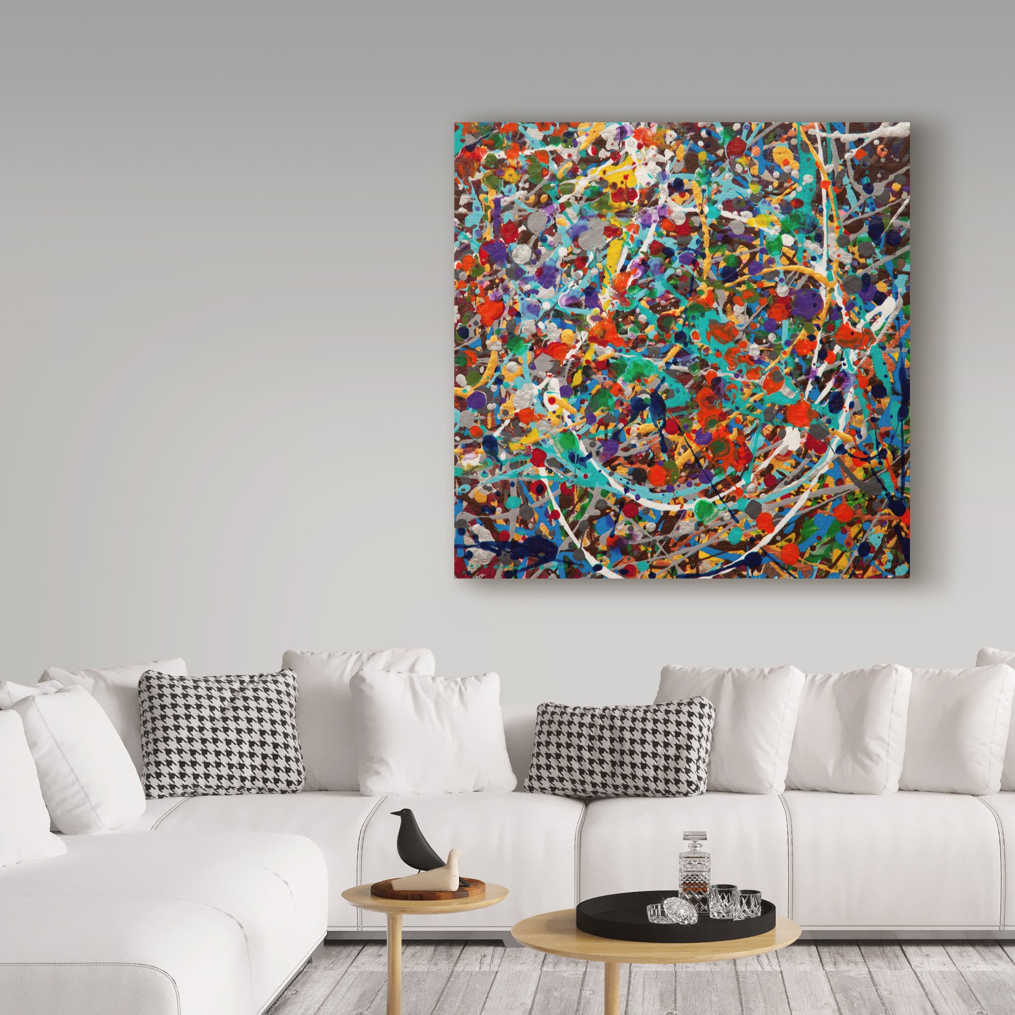 Spin Stripes by Hilary Winfield - 18x18 Inch Abstract Wall Art Canvas - Perfect for Living Room, Bedroom & Office Decor