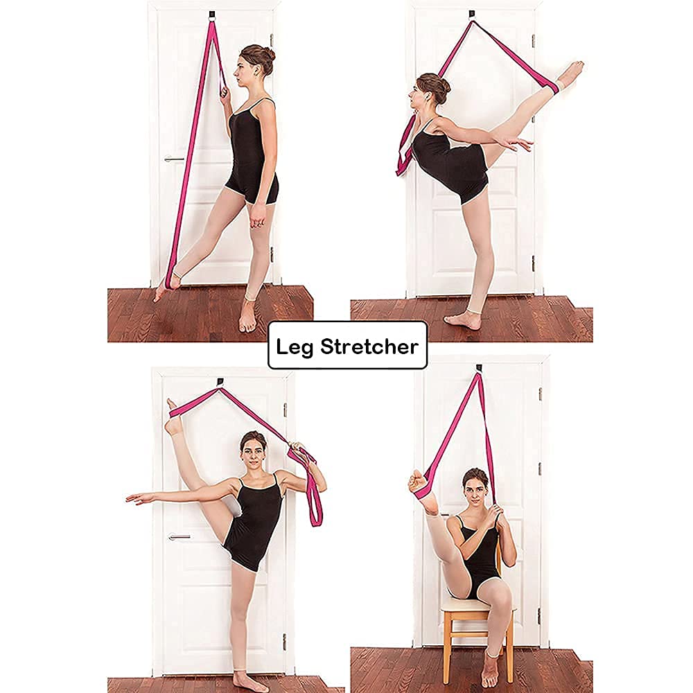 Premium Door Leg Stretcher for Ballet, Cheerleading & Gymnastics - Adjustable Flexibility Trainer & Stretching Strap for Dancers, Athletes & Fitness (Rose Red) - Perfect for Home Workouts, Dance Practice & Flexibility Training