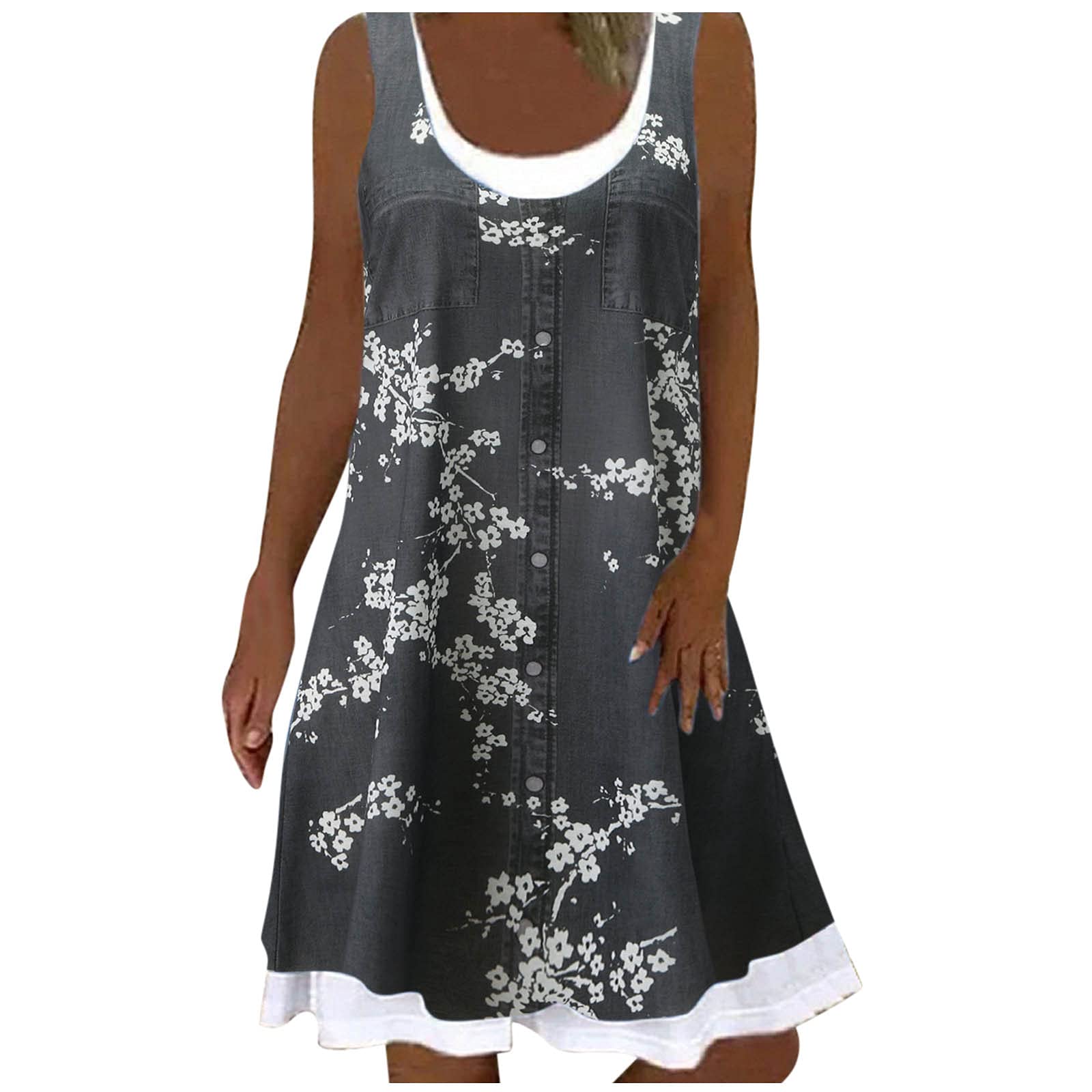 Women's Floral Print Sleeveless Maxi Dress - Loose Fit Casual Beach Long Dress for Summer | Perfect for Vacations, Pool Parties & Boho Outfits