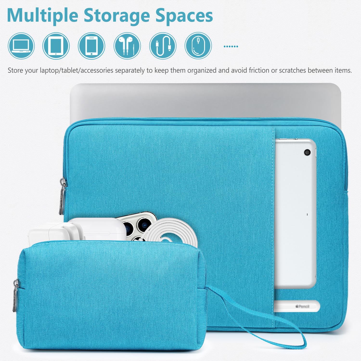 HYZUO 13 Inch Laptop Sleeve Bag Set for MacBook Air 13 M3/M2/M1 A3113 2024-2018, MacBook Pro 13 M2/M1 Pro/Max A2686 2024-2016, XPS 13, 12.3