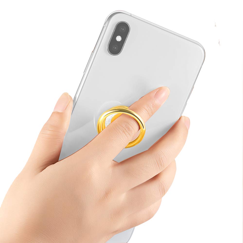 Sparkly Glitter Phone Ring Holder with Kickstand - Bling Bling Finger Grip for iPhone, Samsung & Most Smartphones (Gold) - Perfect for Selfies, Videos & Secure One-Hand Phone Use