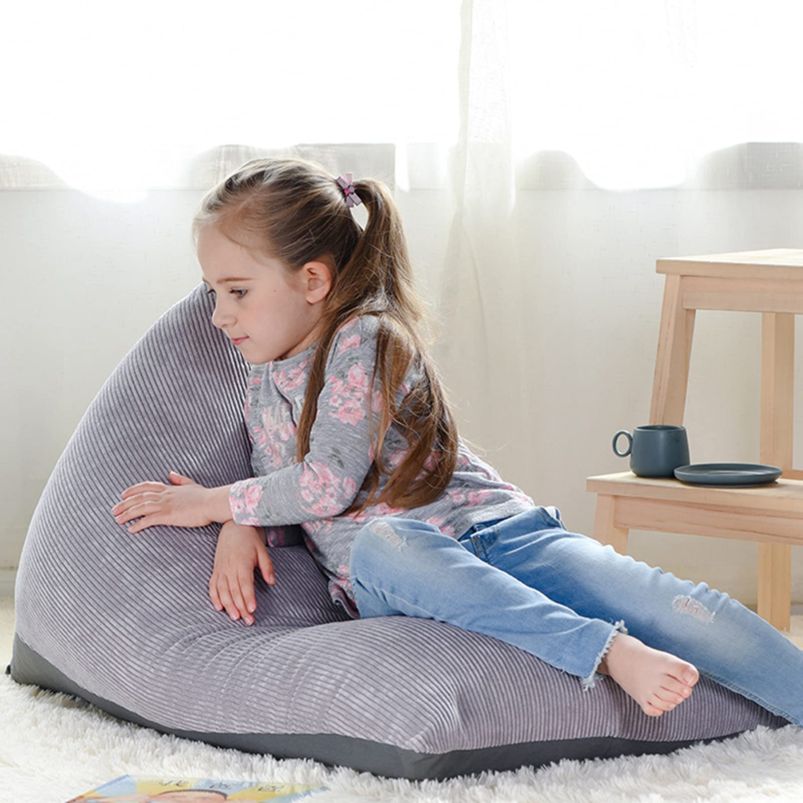 Premium Corduroy Bean Bag Chair Cover for Kids - Soft Storage Organizer for Stuffed Animals & Plush Toys (No Filler Included) - Gray | Perfect for Playrooms, Bedrooms & Reading Nooks