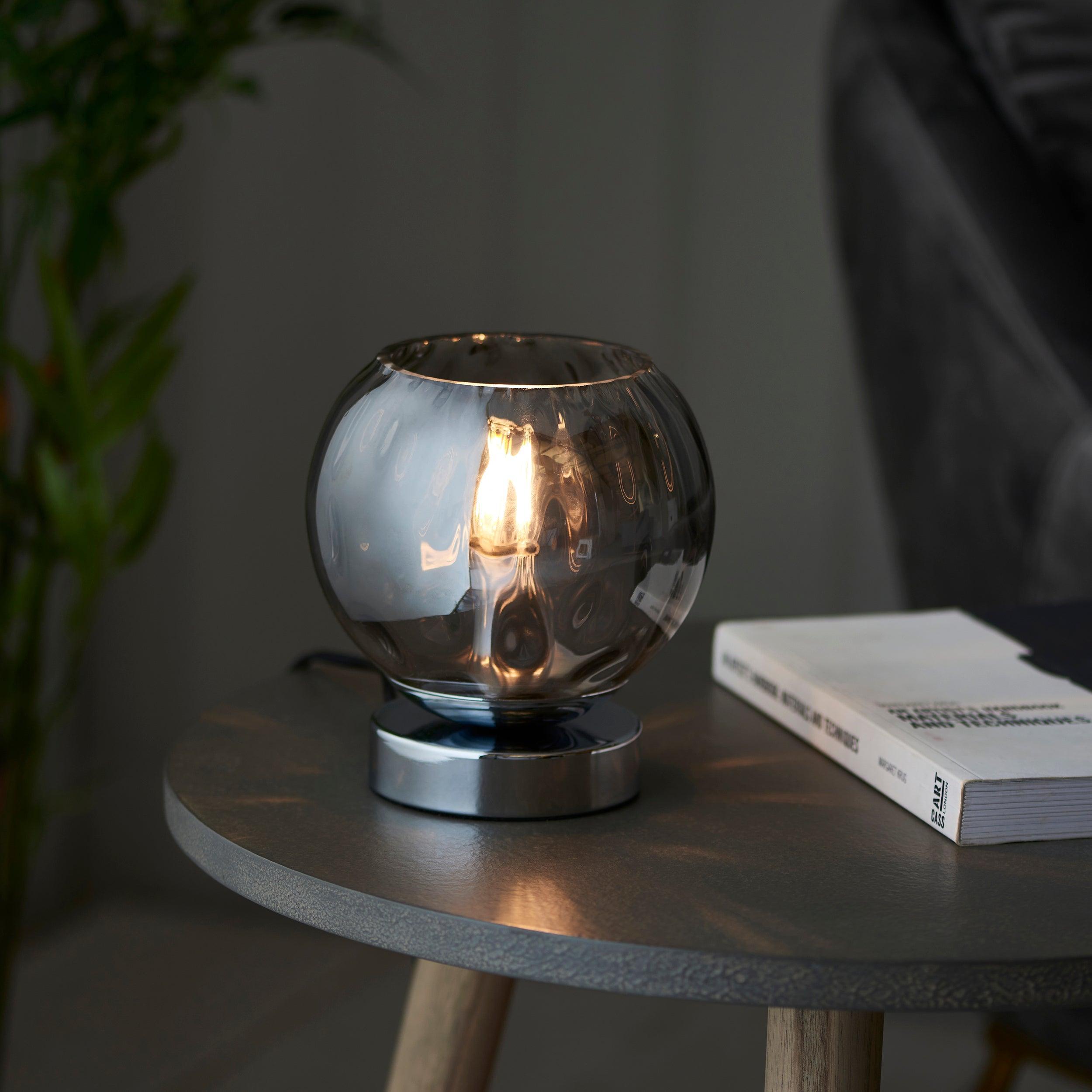 Endon Dimple 1 Chrome Plated Modern Table Lamp - Perfect for Bedroom, Living Room & Office Lighting