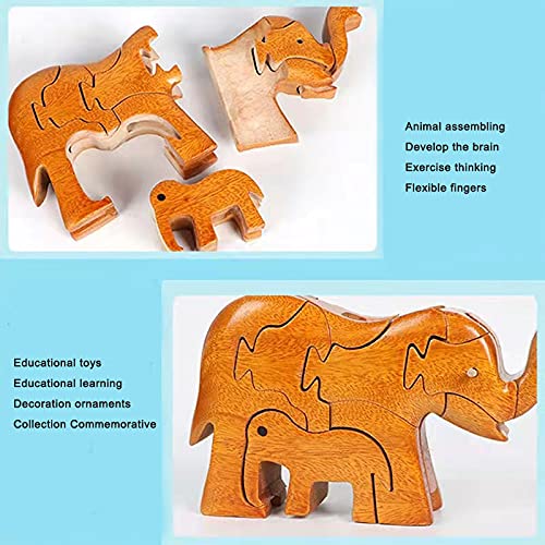 YOVQNMX Wooden Animal Puzzle Toys - Elephant Shape Brain Teaser Game for Kids, Montessori Learning & Educational Block Puzzle - Perfect for Birthday Gifts, Classroom Activities & Family Game Night