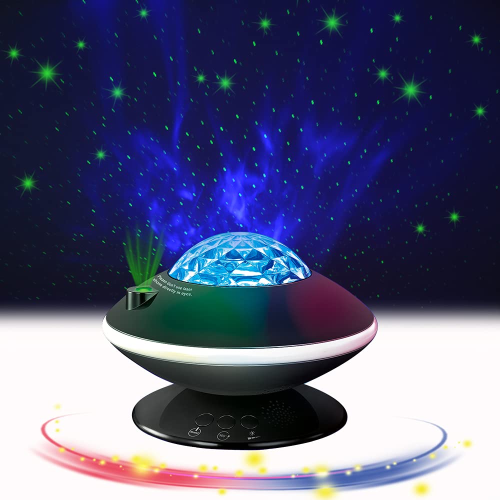BRSTAR UFO LED Northern Lights Projector - Galaxy Star Projector Night Light for Kids Room, Baby Ceiling Light Decor, Rotating Party Lights for Birthday & Christmas Gifts - Home Theater, Bedroom Ambiance, Relaxation Lighting (Black)