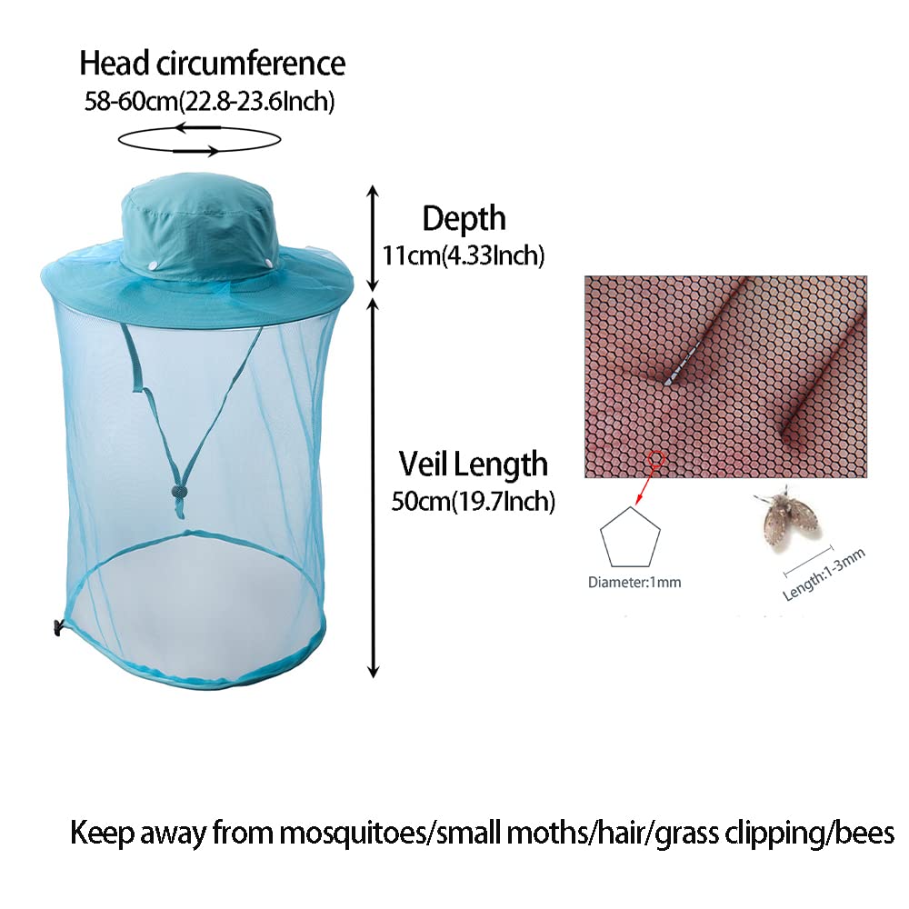 Fishing & Weed Eating Hat with Sun Protection & Mosquito Head Net - Outdoor Mesh Hat with Hidden Net for Fishing, Gardening & Hiking