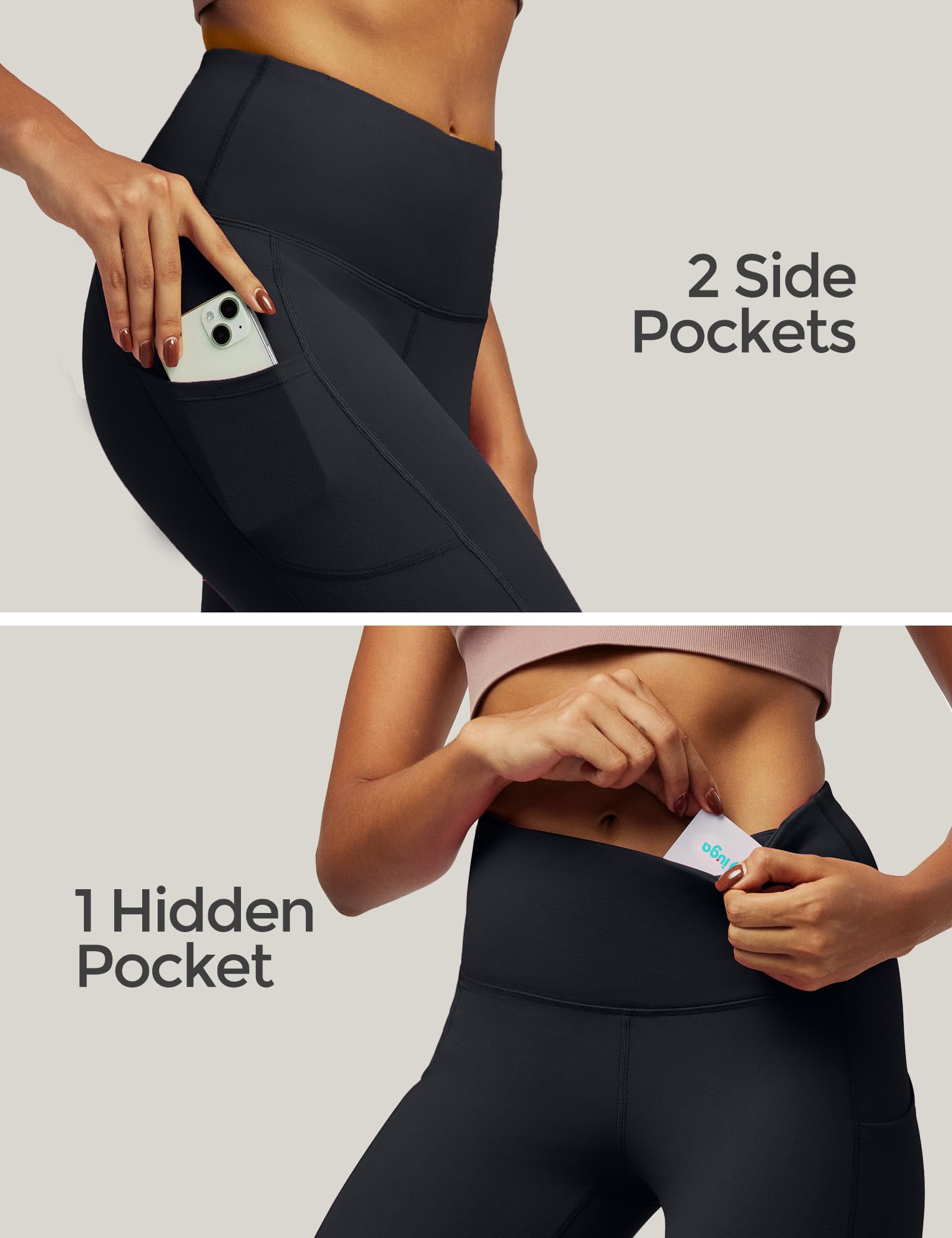 **IUGA High Waist Yoga Pants with Pockets for Women - Tummy Control Workout Leggings, 4-Way Stretch, Comfortable & Breathable for Gym, Running, Pilates & Lounge**