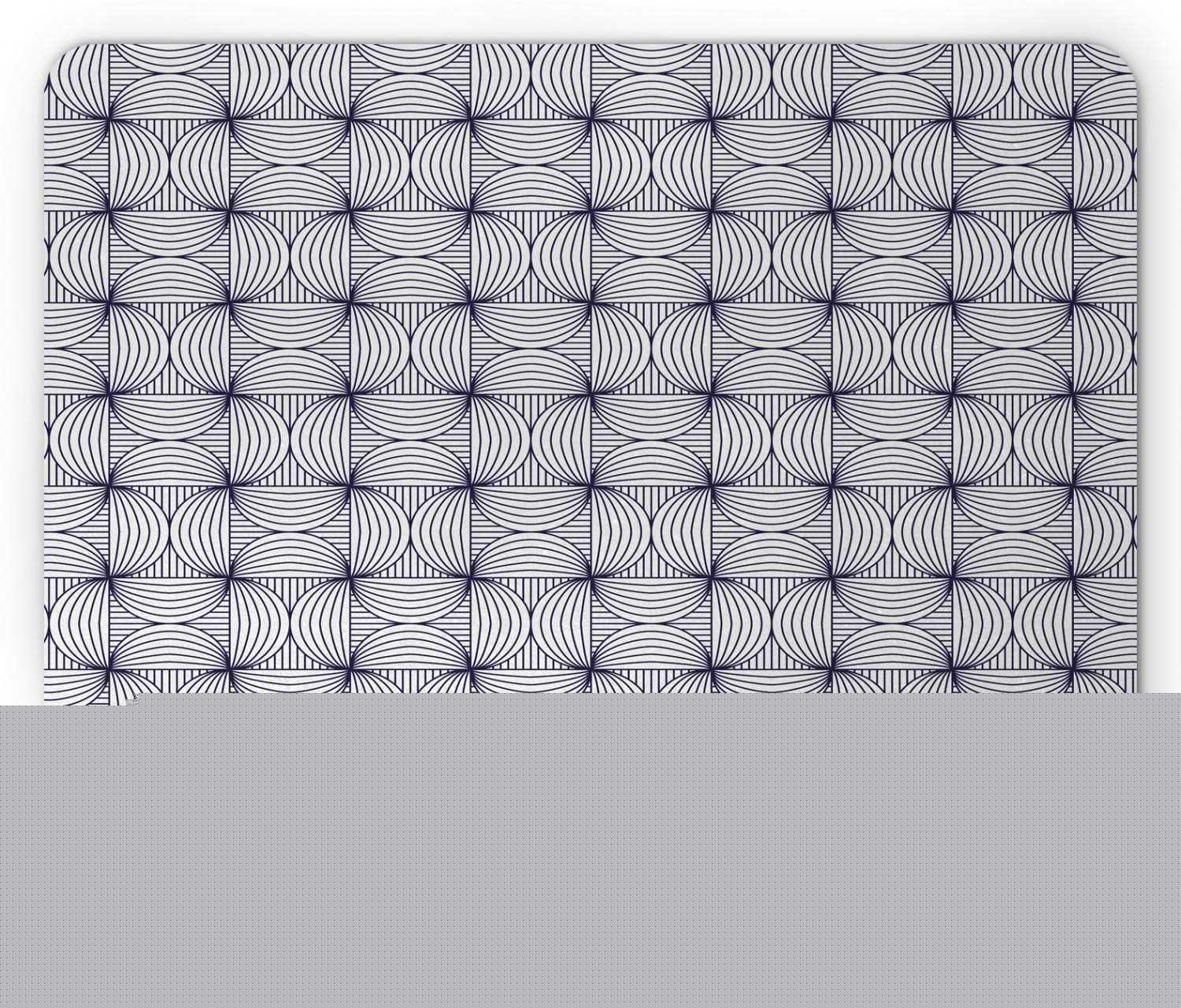 Ambesonne Abstract Mouse Pad - Geometric Pattern with Squares & Striped Half Circles, Non-Slip Rubber Base, Standard Size (Dark Night Blue & White) - Perfect for Office, Gaming & Home Computer Setup