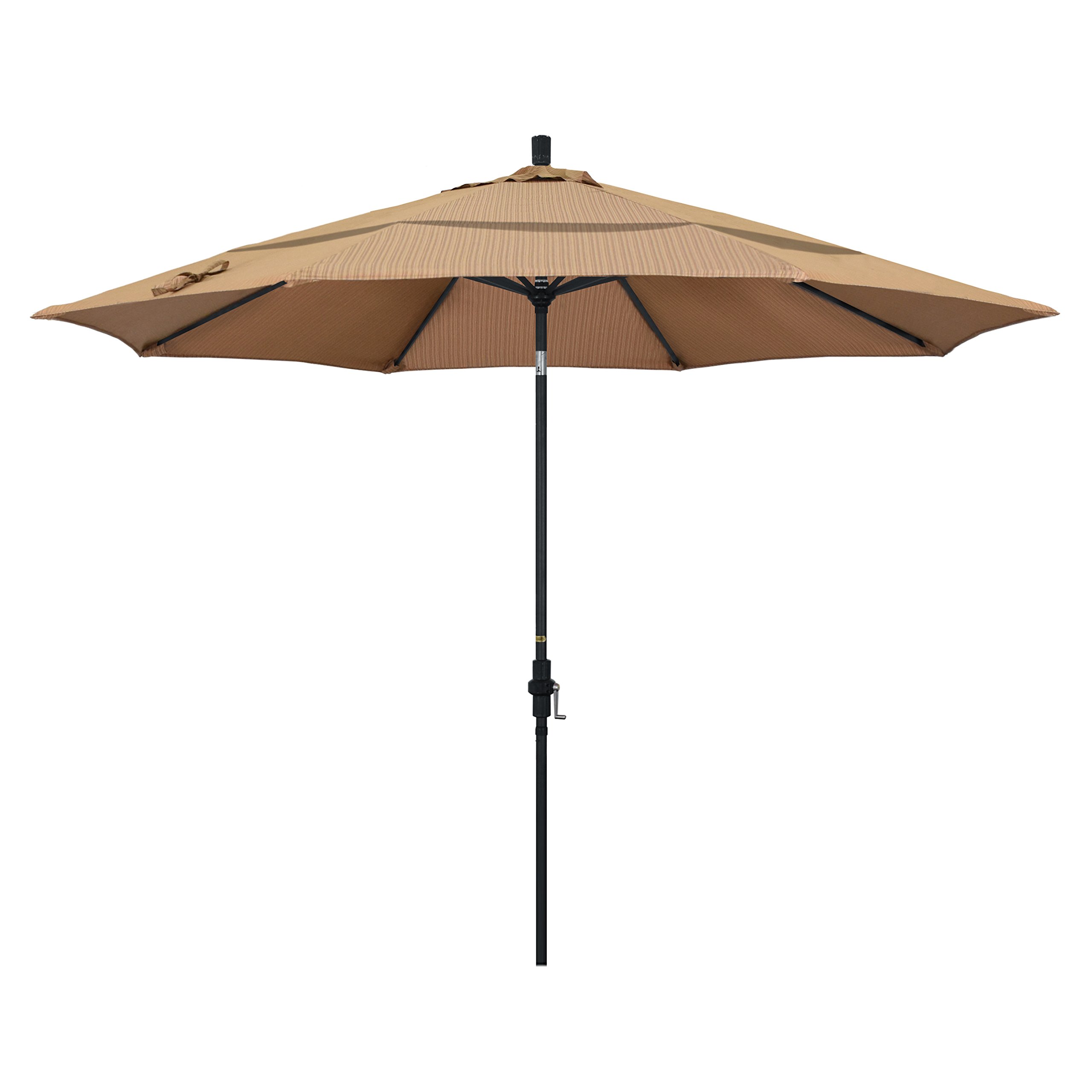 11' Tahoe Series Patio Umbrella with Stone Black Aluminum Pole & Ribs - Crank Lift, Olefin Sequoia Fabric - Perfect for Poolside, Backyard, and Outdoor Dining Areas