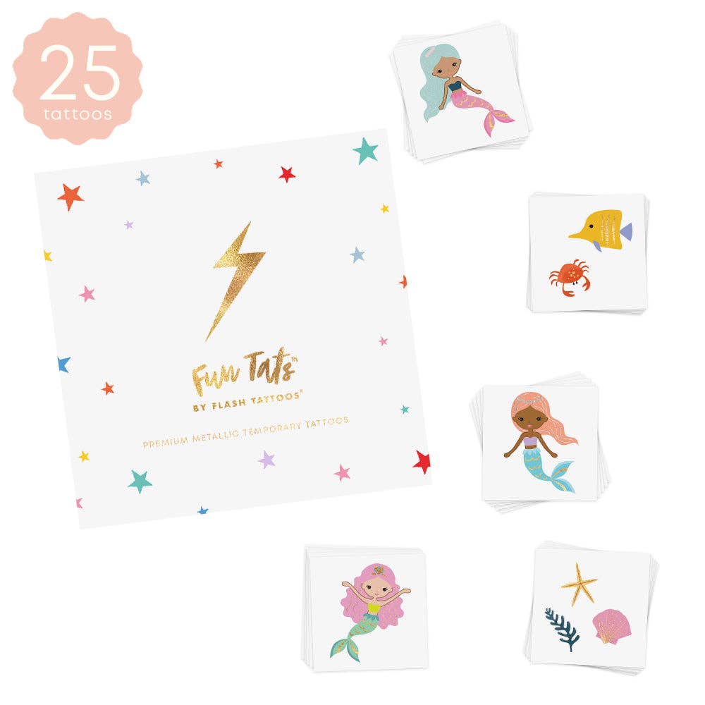 Mermaid Lagoon Temporary Tattoos for Kids & Adults - Waterproof Fake Tattoos for Summer Beach Party, Pool Day & Festival Body Art