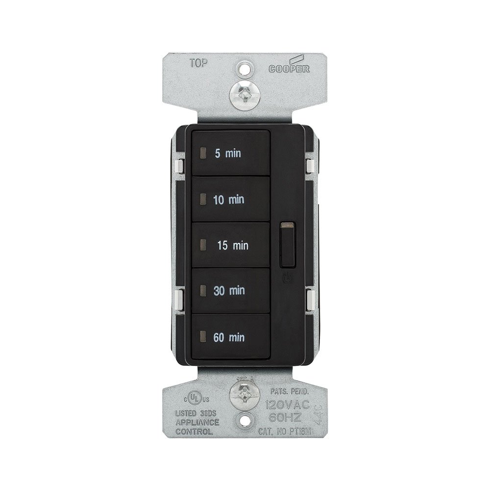 Eaton PT18M-BK 1800W 15 Amp 5-Button Digital Countdown Timer with Off Switch - Single-Pole Wall Timer for Home, Office, and Workshop (Black)