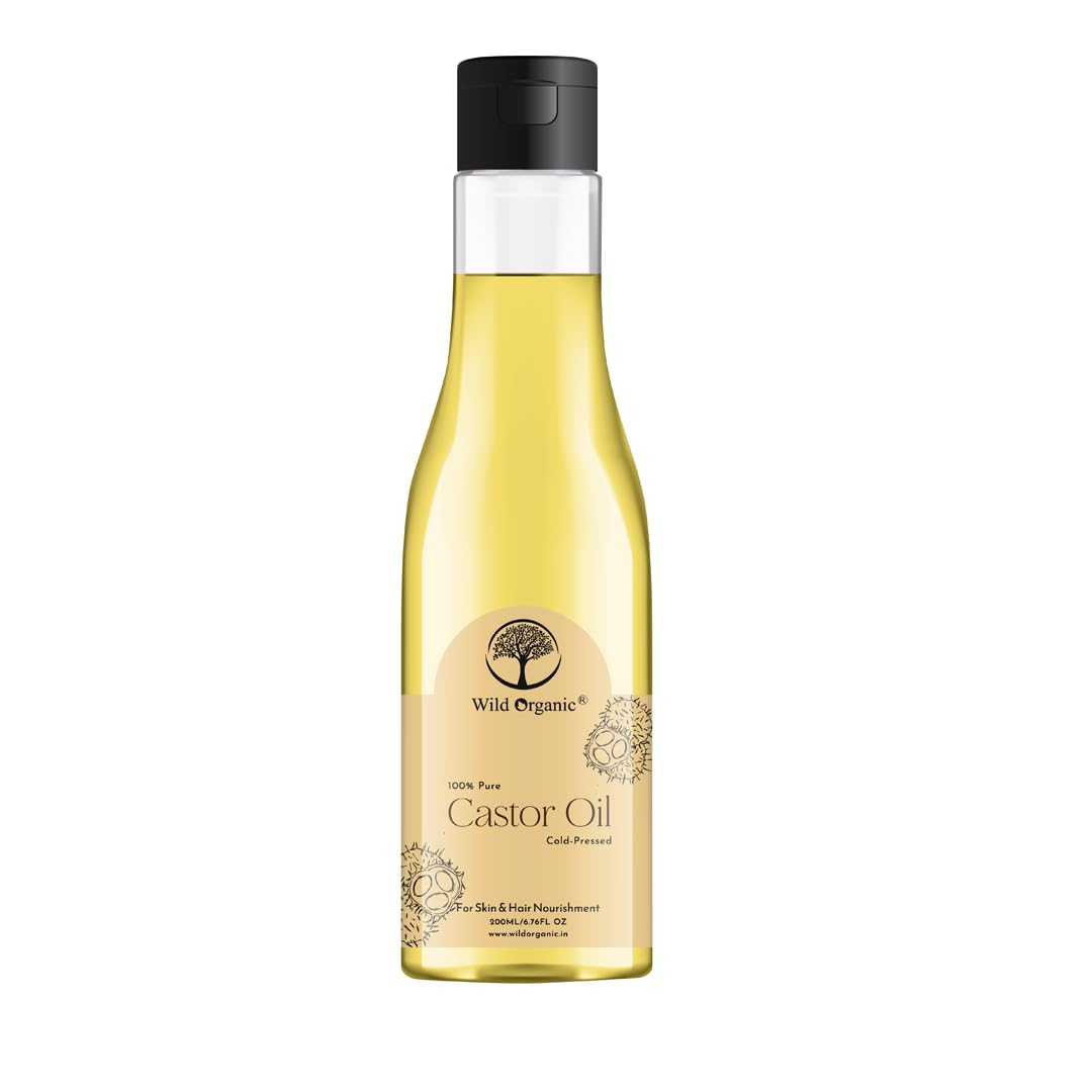 WILD ORGANIC 100% Pure Cold-Pressed Castor Oil for Skin & Hair Care - Moisturizing, Healing, Promotes Hair Growth - 100ml - Perfect for Daily Beauty Routine & Natural Remedies