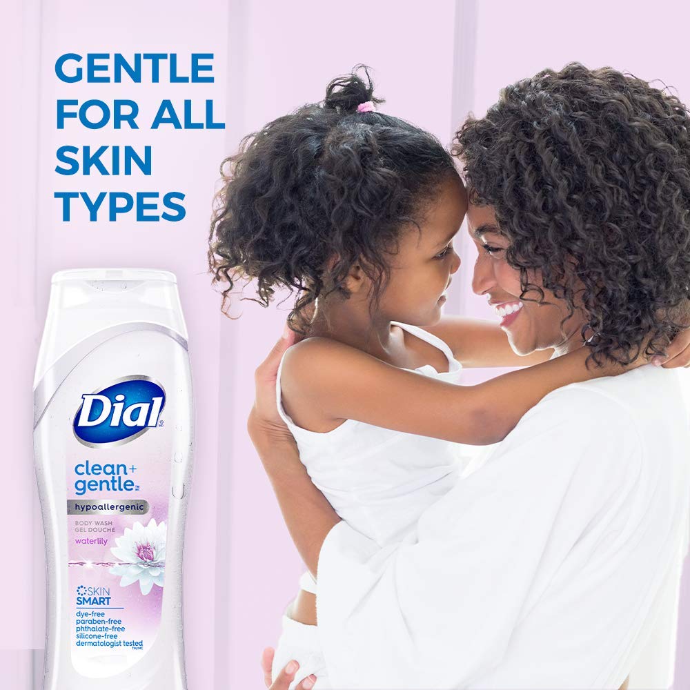 Dial Clean + Gentle Body Wash with Waterlily Scent - 21 Fl Oz | Hydrating & Soap-Free Formula for Sensitive Skin | Perfect for Daily Shower & Relaxing Bath Time