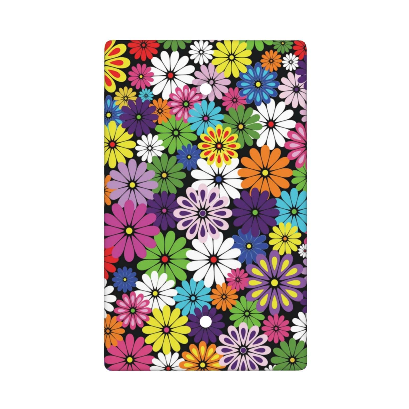 Vibrant Floral Light Switch Cover - Decorative Single Blank Wall Plate for Home & Kitchen Decor - 1 Gang - Perfect for Bedroom, Living Room, and Office Décor