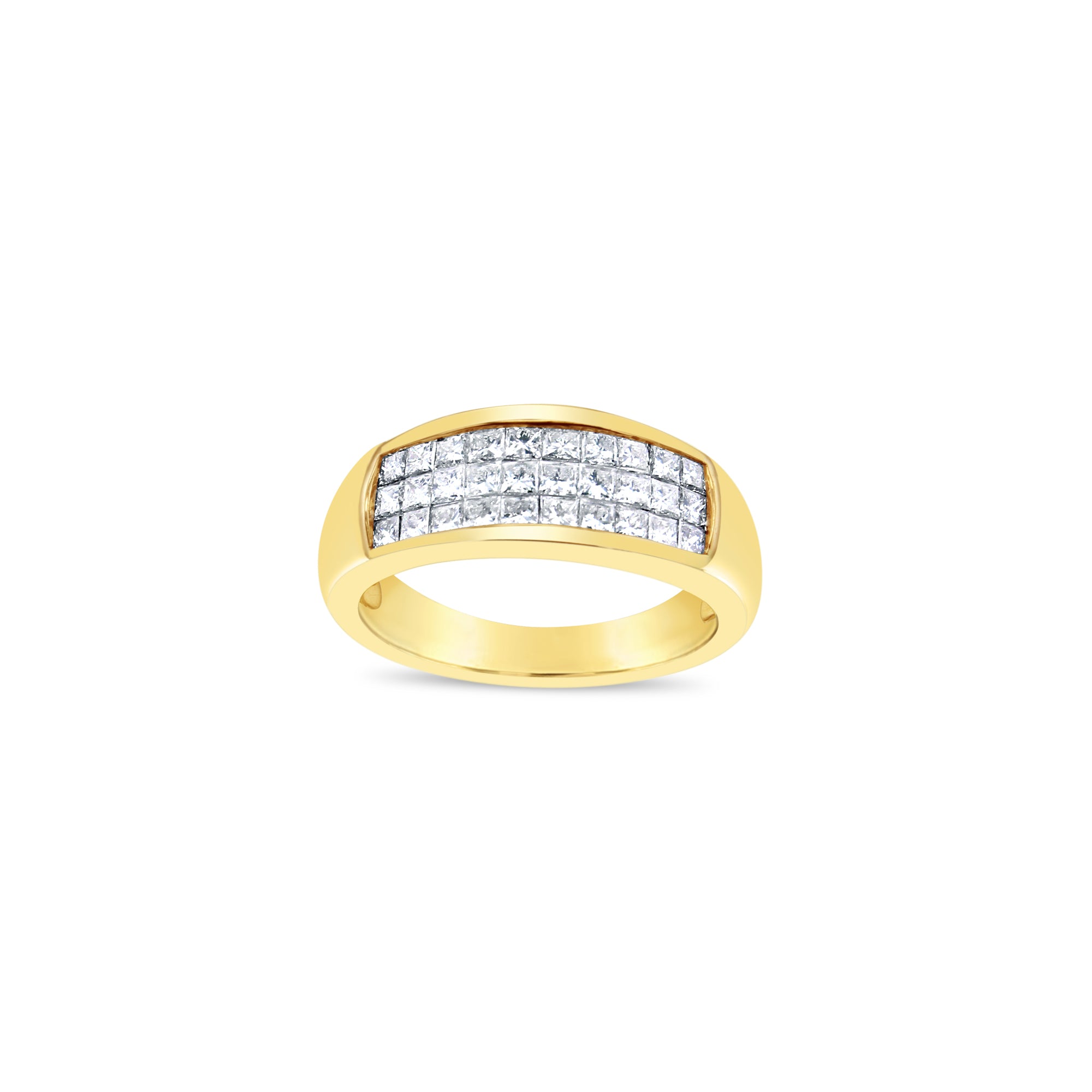 1 Carat Triple Row Princess Cut Diamond Wedding Band - Elegant Bridal Ring for Engagement, Anniversary & Special Occasions