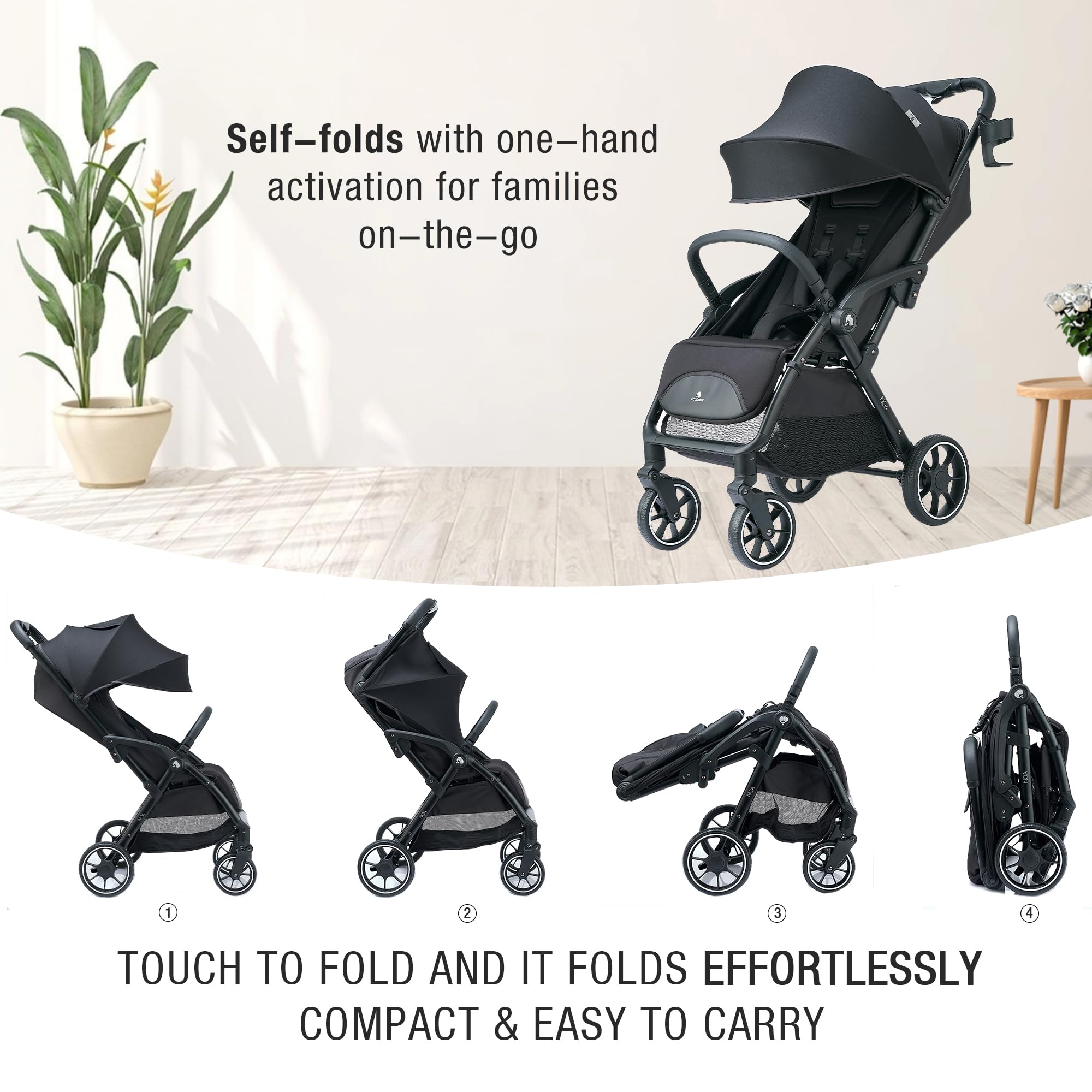 **Ultra-Compact Self-Folding Travel Stroller for Toddlers 0-36 Months – Lightweight, Adjustable Backrest & Oversized Canopy – Perfect for Air Travel, Shopping & City Walks**