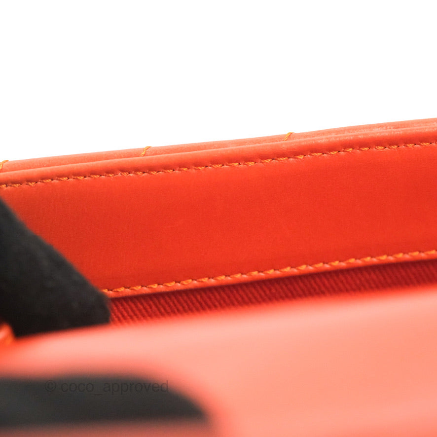 Chanel Chevron Small Coco Handle Bag in Dark Orange Shiny Aged Calfskin with Aged Gold Hardware - Perfect for Evening Events & Luxury Fashion Accessories