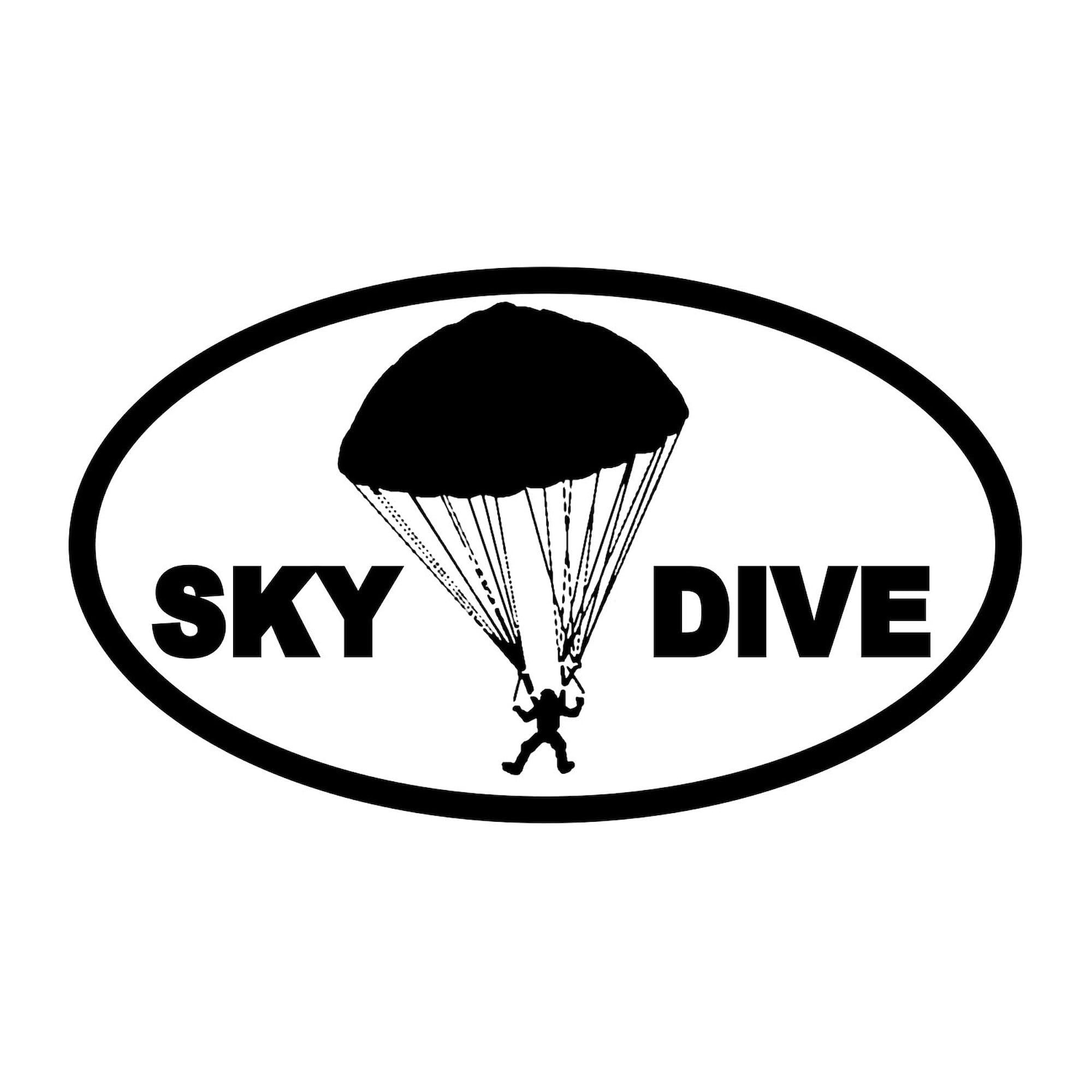 Skydiving Oval Sticker - Durable Car Bumper Decal for Adventure Lovers