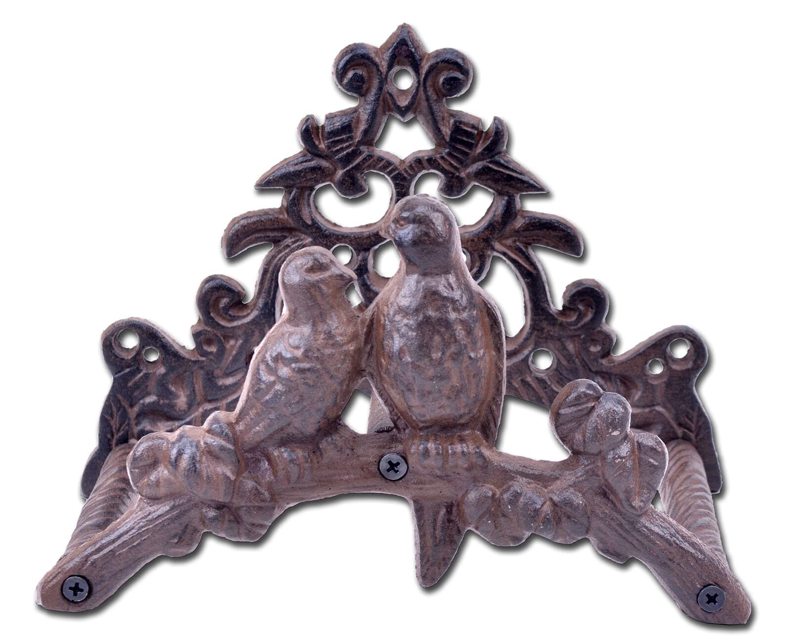 Vintage Cast Iron Garden Hose Holder with Love Birds Design - Heavy Duty Hose Reel for Yard, Lawn & Garden Decor - Perfect for Outdoor Watering, Patio Organization & Backyard Storage