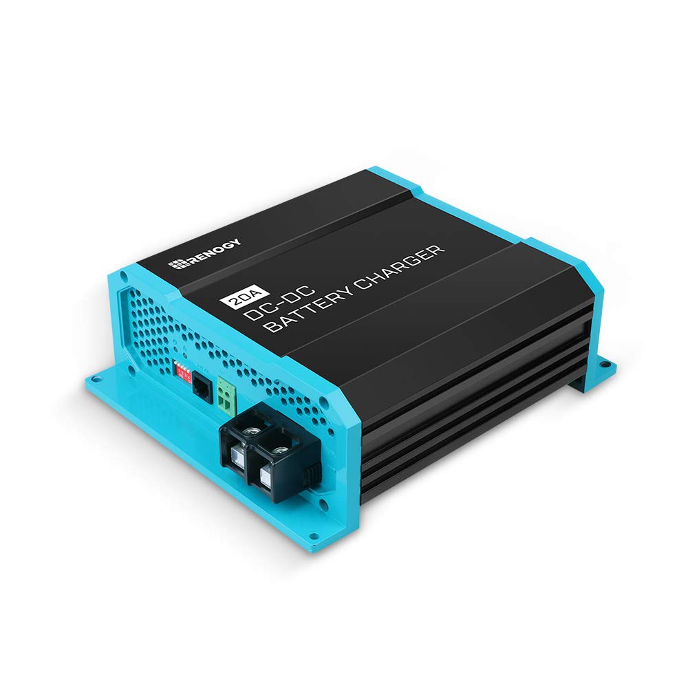 Renogy 12V 20A DC to DC On-Board Battery Charger for Flooded, Gel, AGM & Lithium Batteries - Multi-Stage Charging Technology - Perfect for RVs, Commercial Vehicles, Boats & Yachts - Ideal for Off-Grid Power, Marine Applications & Mobile Charging Solutions