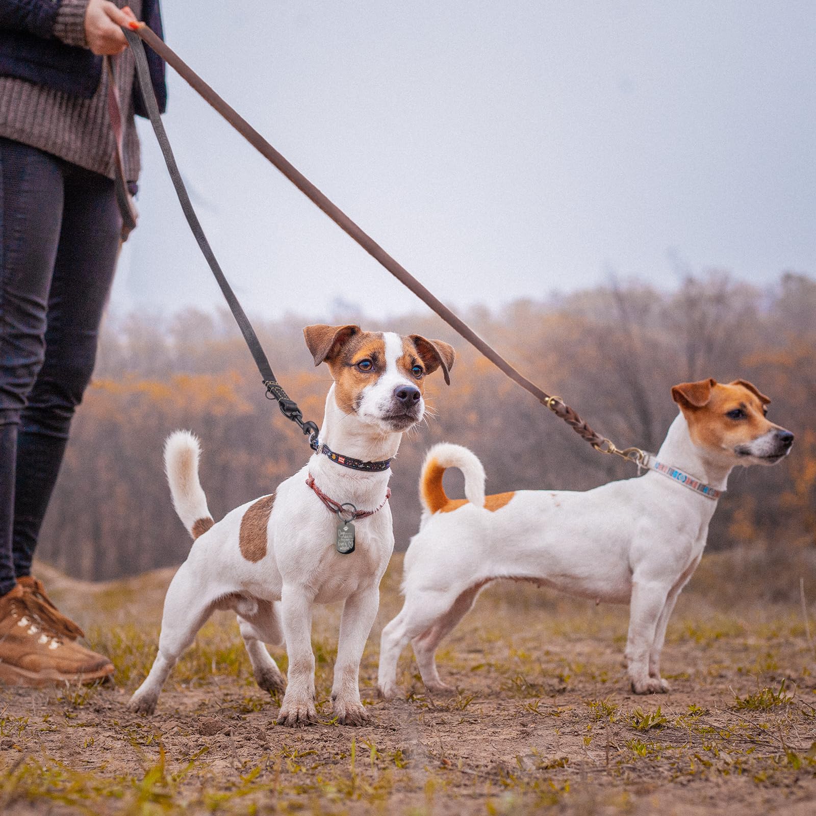 Premium 6ft Genuine Leather Braided Dog Leash - Heavy Duty 1/2 Inch Width for Training - Soft & Comfortable for Small Dogs (Brown) - Perfect for Walks, Hiking & Outdoor Adventures
