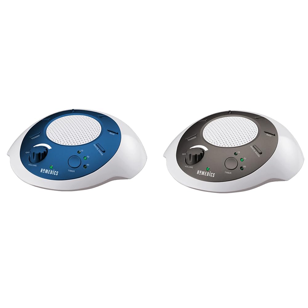 Homedics White Noise Sound Machine - Portable Sleep Therapy Device with 6 Soothing Nature Sounds, Auto-Off Timer | Perfect for Baby Nursery, Office Relaxation & Meditation (Blue & Gold)