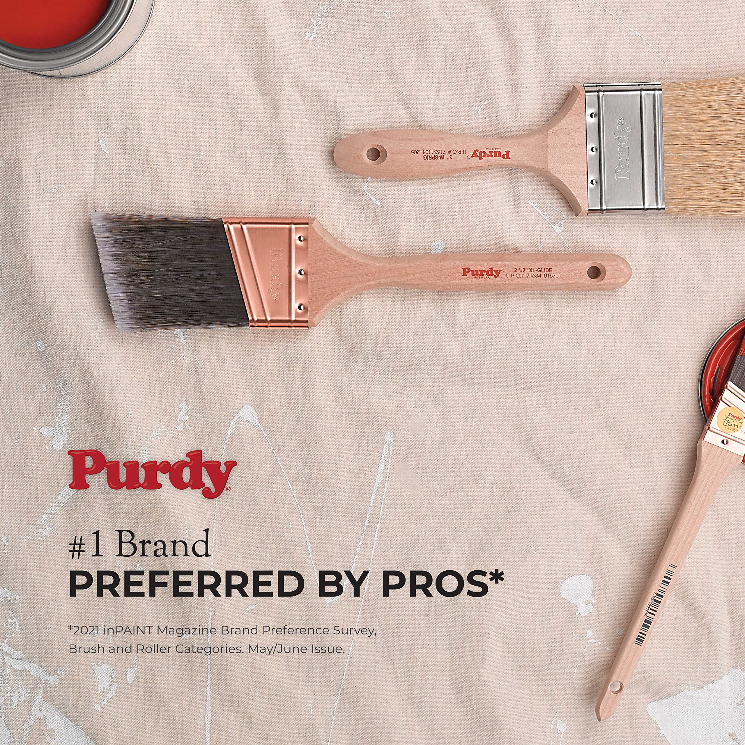 Purdy 144232730 Pro-Extra Wall Brush Set of 6 - 3 Inch Professional Paint Brushes for Smooth Walls & Ceilings - Perfect for DIY Home Painting & Professional Contractors