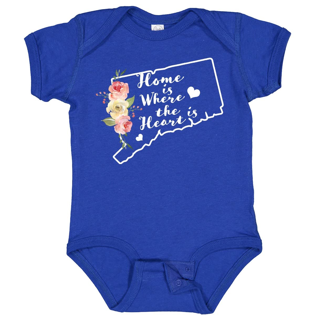 Inktastic Connecticut Home is Where The Heart is Watercolor Baby Bodysuit - Soft Cotton Onesie for Newborns, Infants & Toddlers - Perfect for Family Photos, Holidays & Everyday Wear