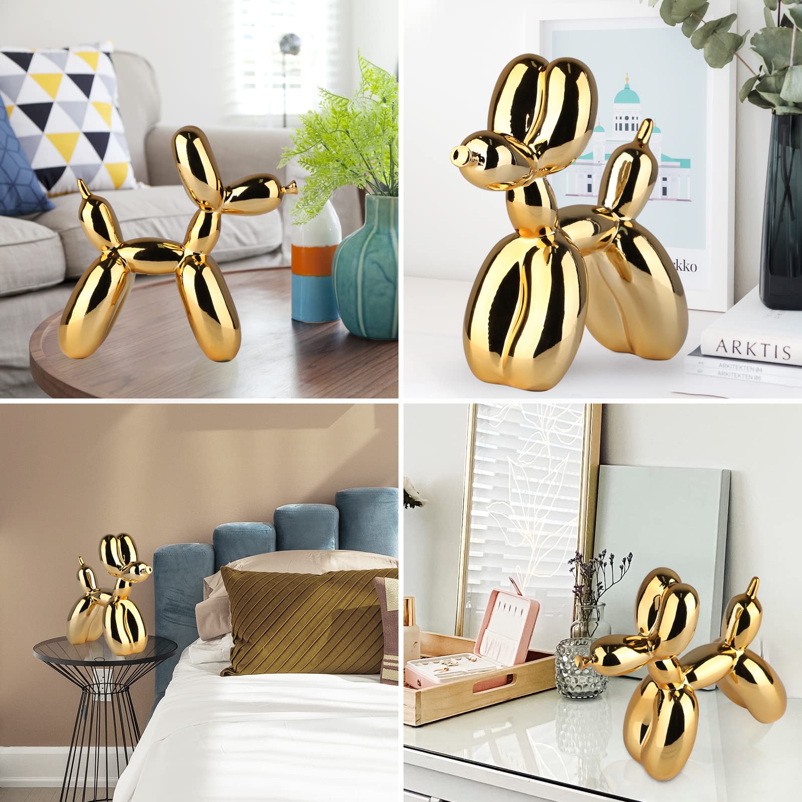 Balloon Dog Sculpture - Modern Home Decor Collectible Figurine, Funky Animal Statue for Bedroom, Coffee Table & Living Room - Resin Art Decor for Office Standing Desk - Perfect Gift for Dog Lovers & Unique Housewarming Present