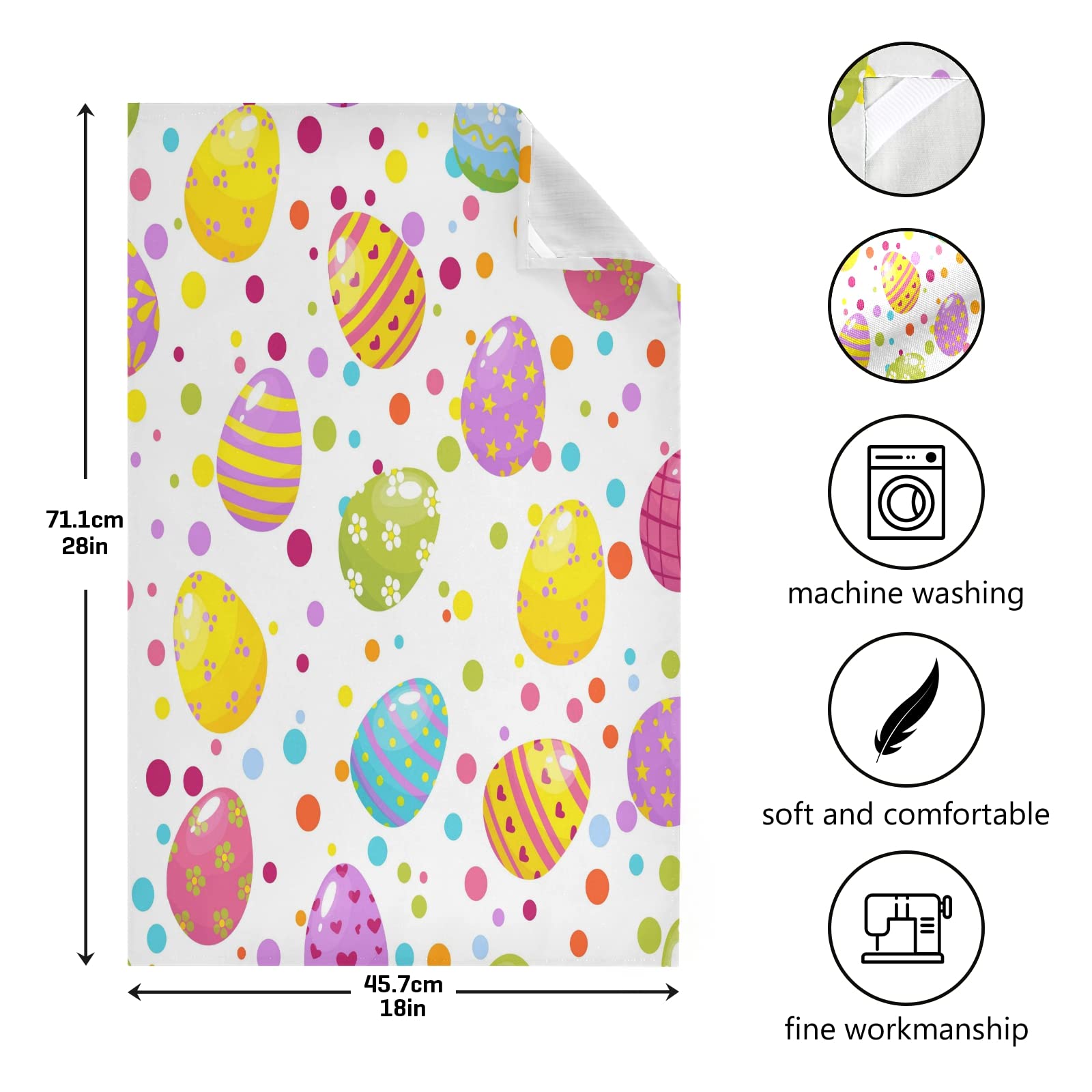 ALAZA Happy Easter Polka Dot Egg Kitchen Towels Set of 4 - Super Absorbent Soft Dish & Tea Towels (18x28 Inches) - Perfect for Spring Cleaning, Holiday Decor & Kitchen Essentials