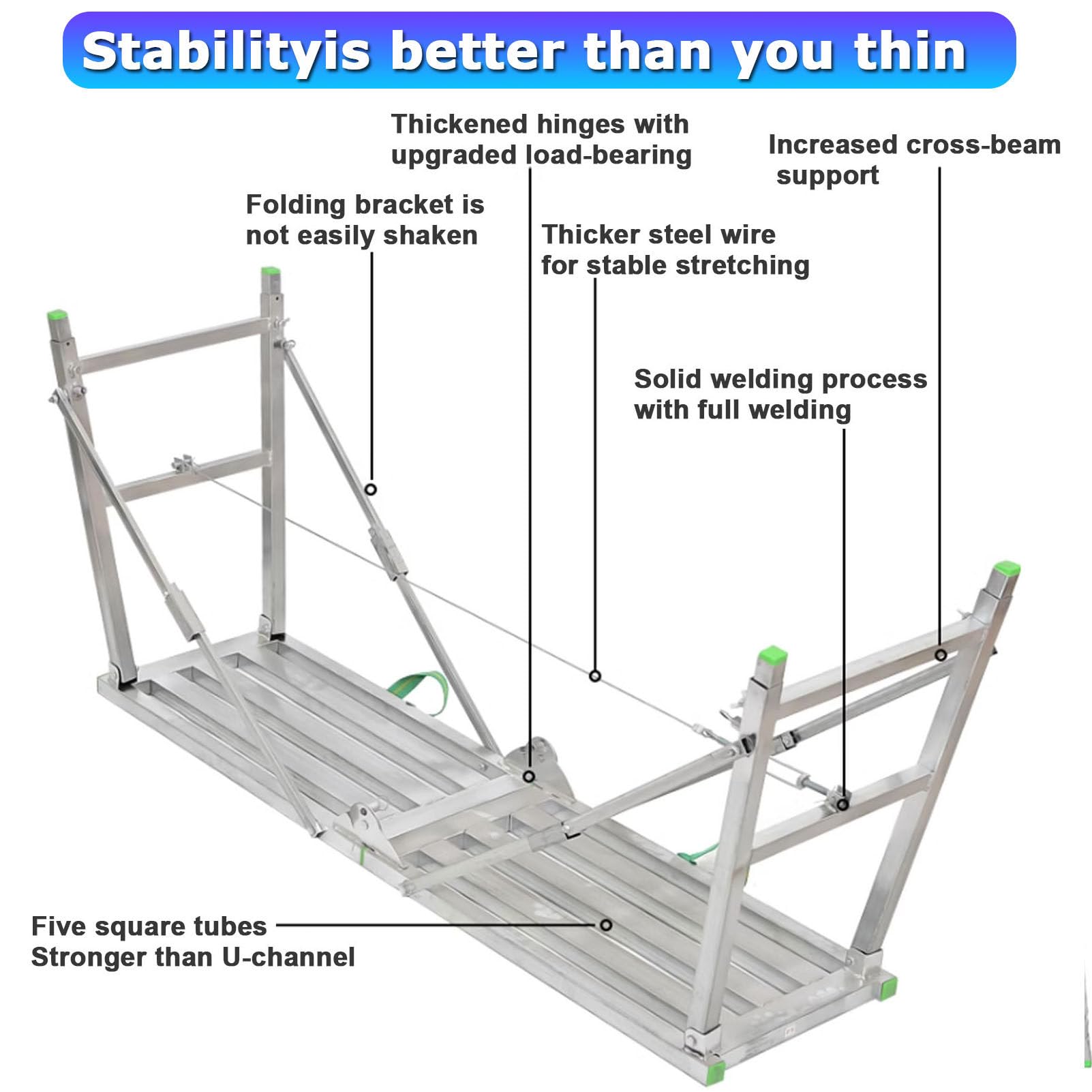 Adjustable Multi-Purpose Work Platform, Portable Folding Steel Scaffold Ladder with Non-Slip Steps for RV Cleaning, Wall Painting, and High-Reach Tasks (200cm) - Perfect for Home Renovation, Construction, and Outdoor Maintenance