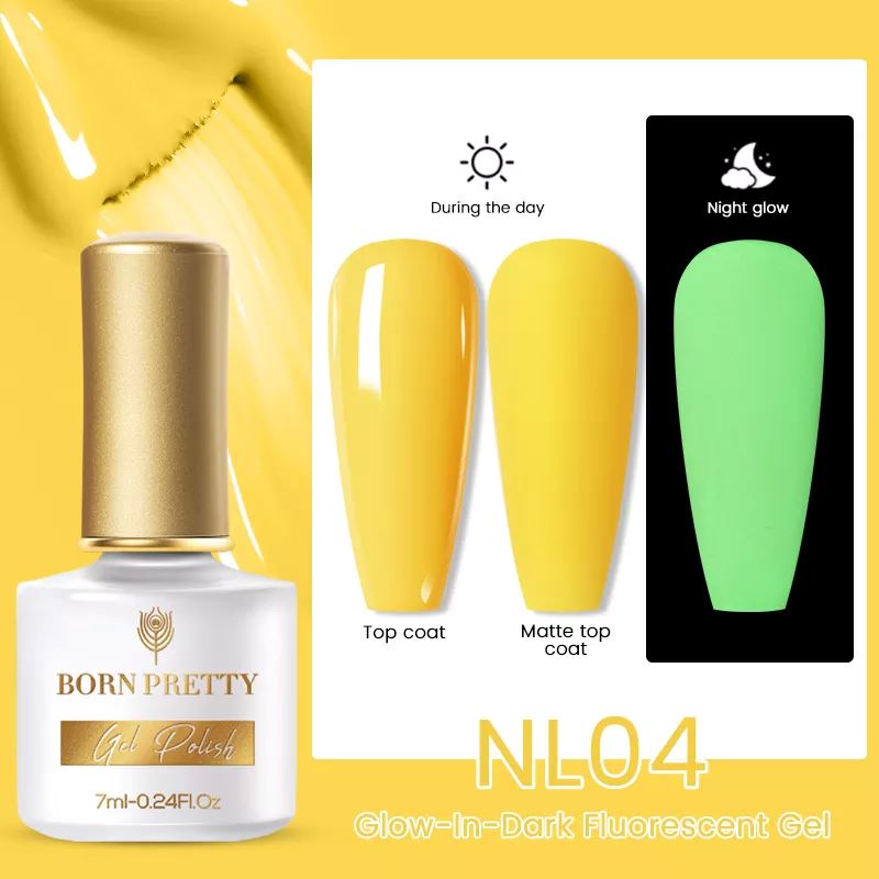 Born Pretty Glow in The Dark Nail Polish - UV Reactive Fluorescent Gel Polish for Long-Lasting Manicures | Perfect for Night Parties, Raves & Halloween Nails