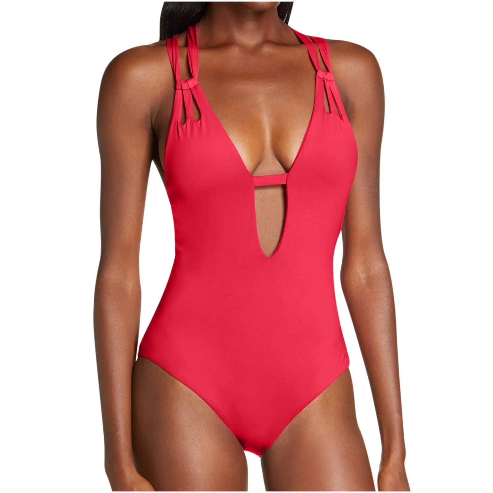 InKach Women's Sexy V Neck One Piece Swimsuit - Backless Tie Knot Monokini Bathing Suit for Beach, Pool & Summer Vacation | Swimwear & Bikini Alternative