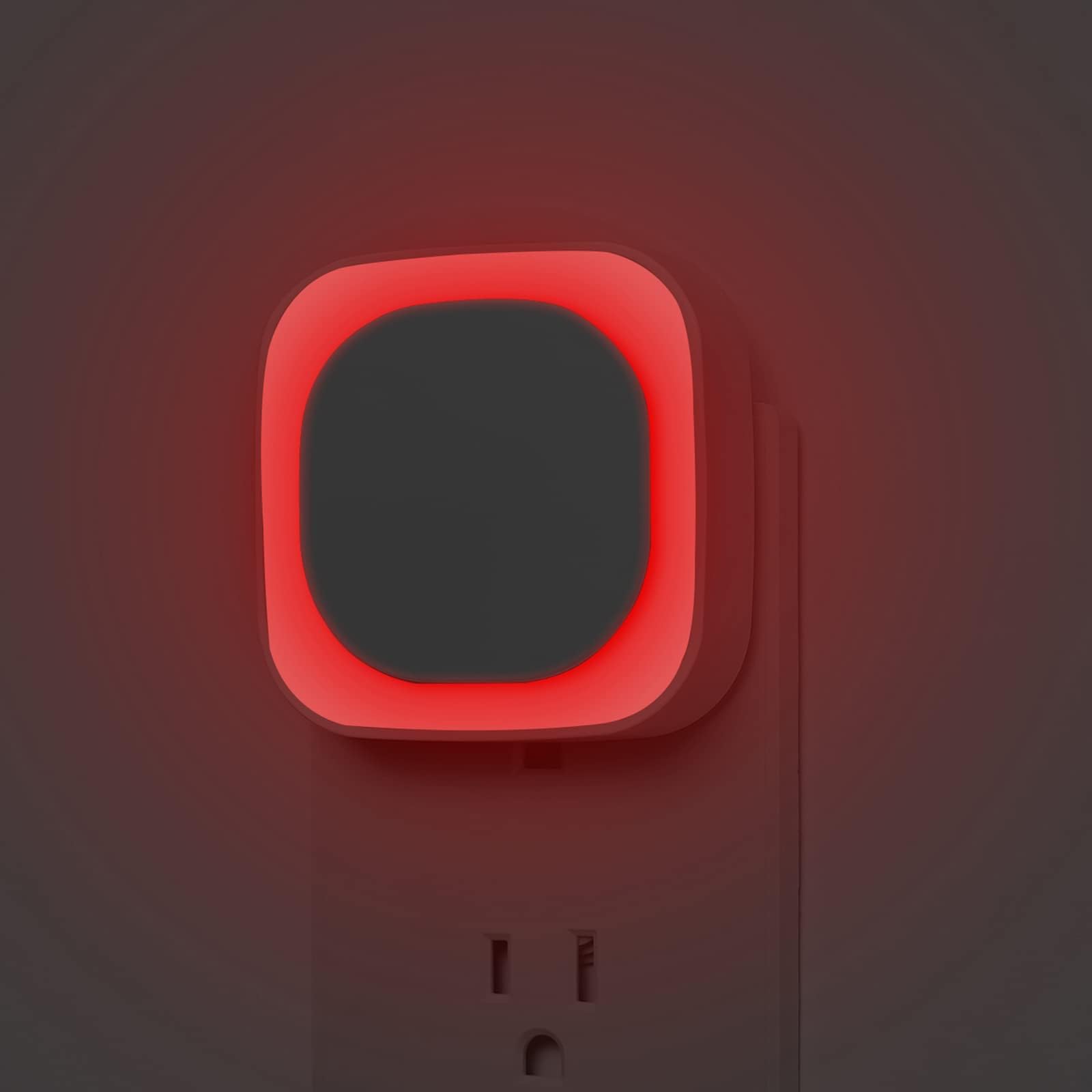 2 Pack Dimmable LED Night Light with Auto Dusk to Dawn Sensor - Soft Red Glow Square Plug-in Nightlight for Kids, Bathroom, Hallway, Bedroom & Kitchen - Perfect for Safe Nighttime Navigation and Gift Giving
