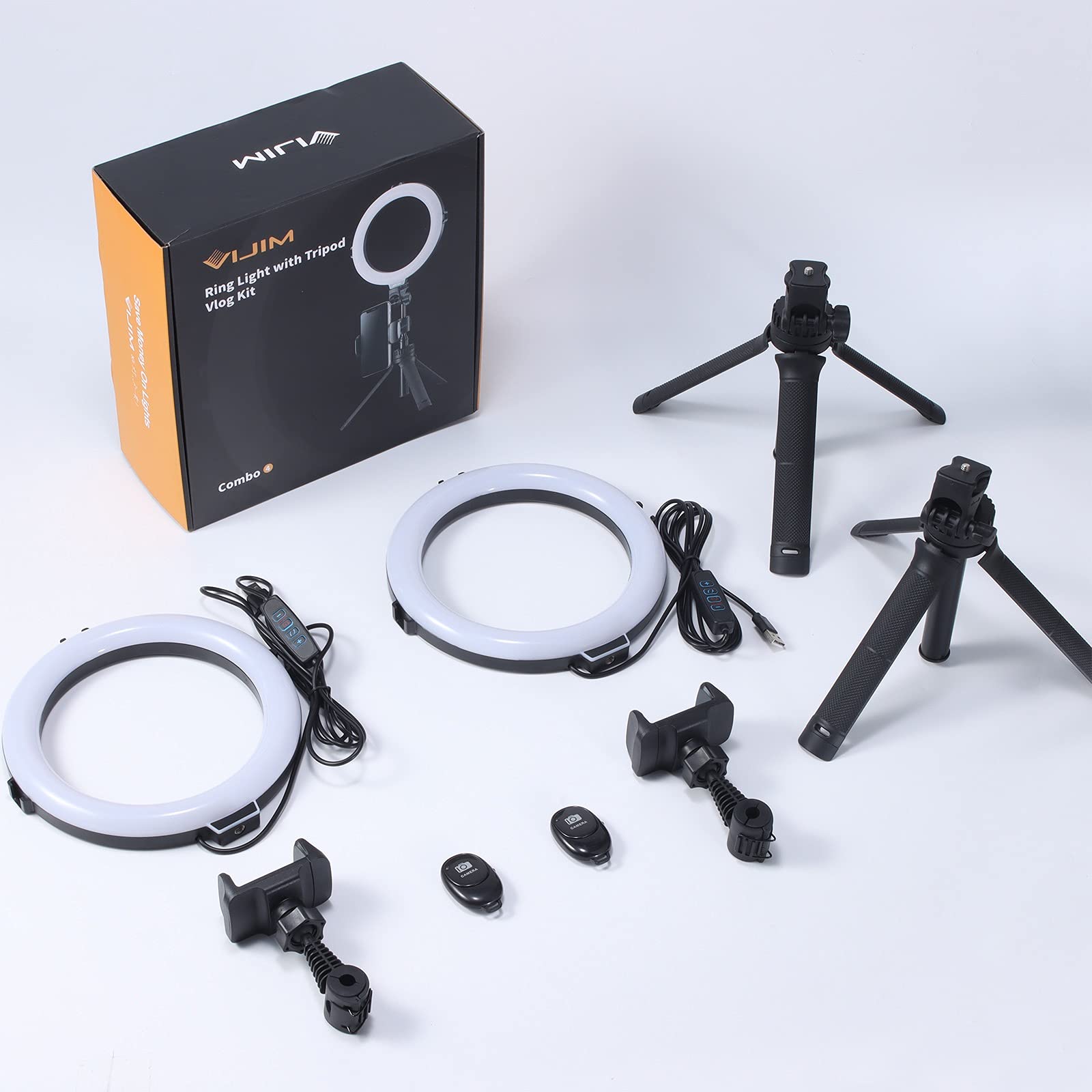 2 Pack VIJIM LED Ring Light with Tripod Stand, Phone Holder & Bluetooth Remote - Perfect for Live Streaming, YouTube Videos, TikTok, Makeup, Photography & Video Calls