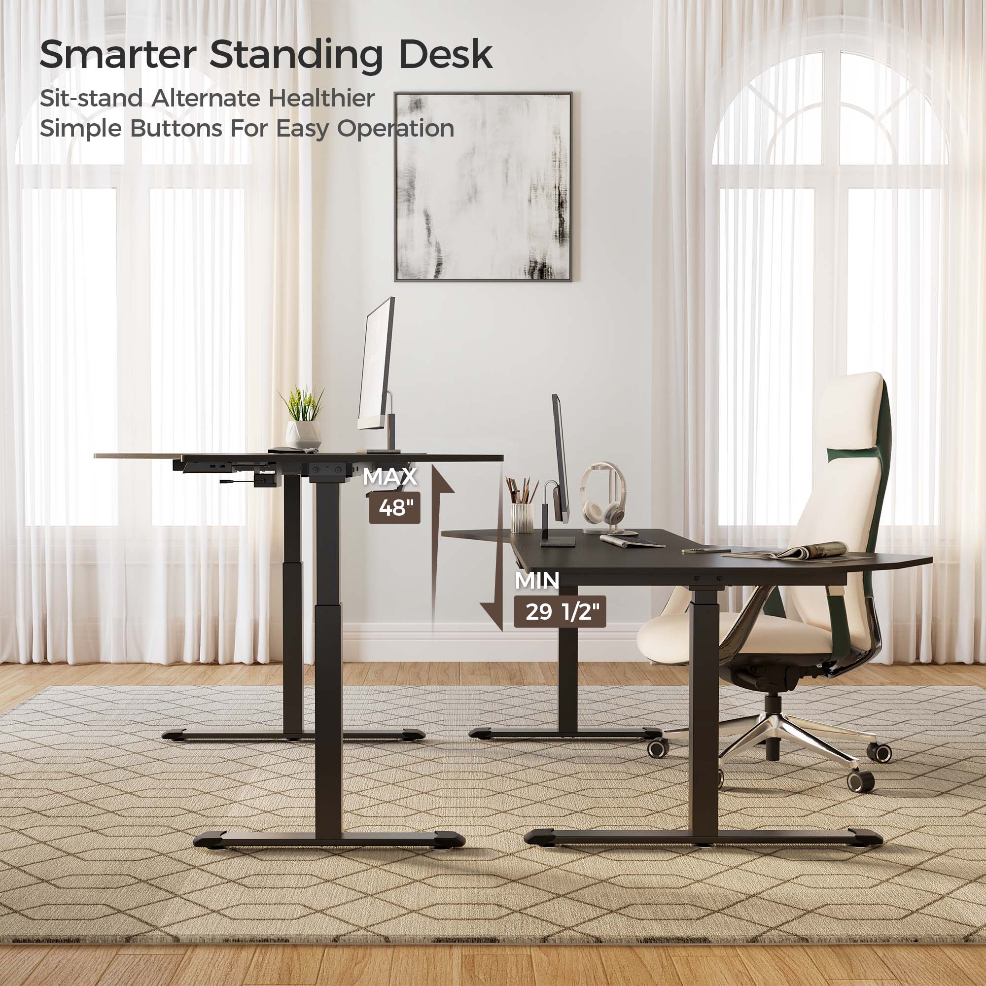 Adjustable Height Standing Desk 70x46 Inches - Electric Ergonomic Office Desk for Home & Work, Perfect for Remote Work & Small Spaces