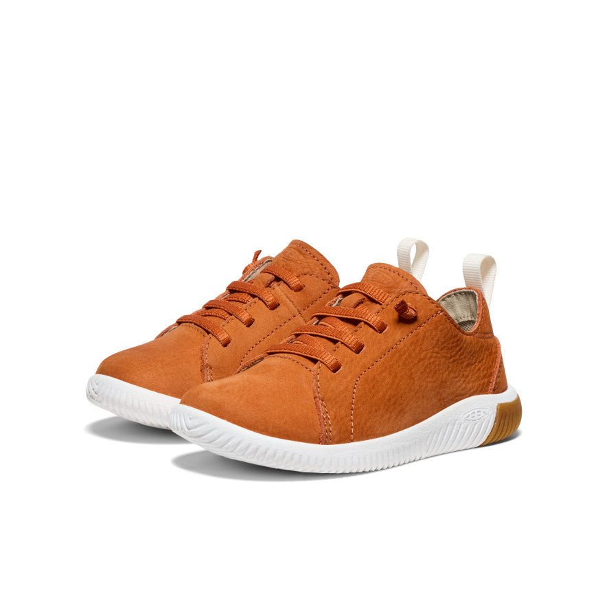 KNX Kids' Leather Sneakers for Boys & Girls - Gold Flame & Star White Design | Comfortable & Stylish for School, Play & Everyday Wear