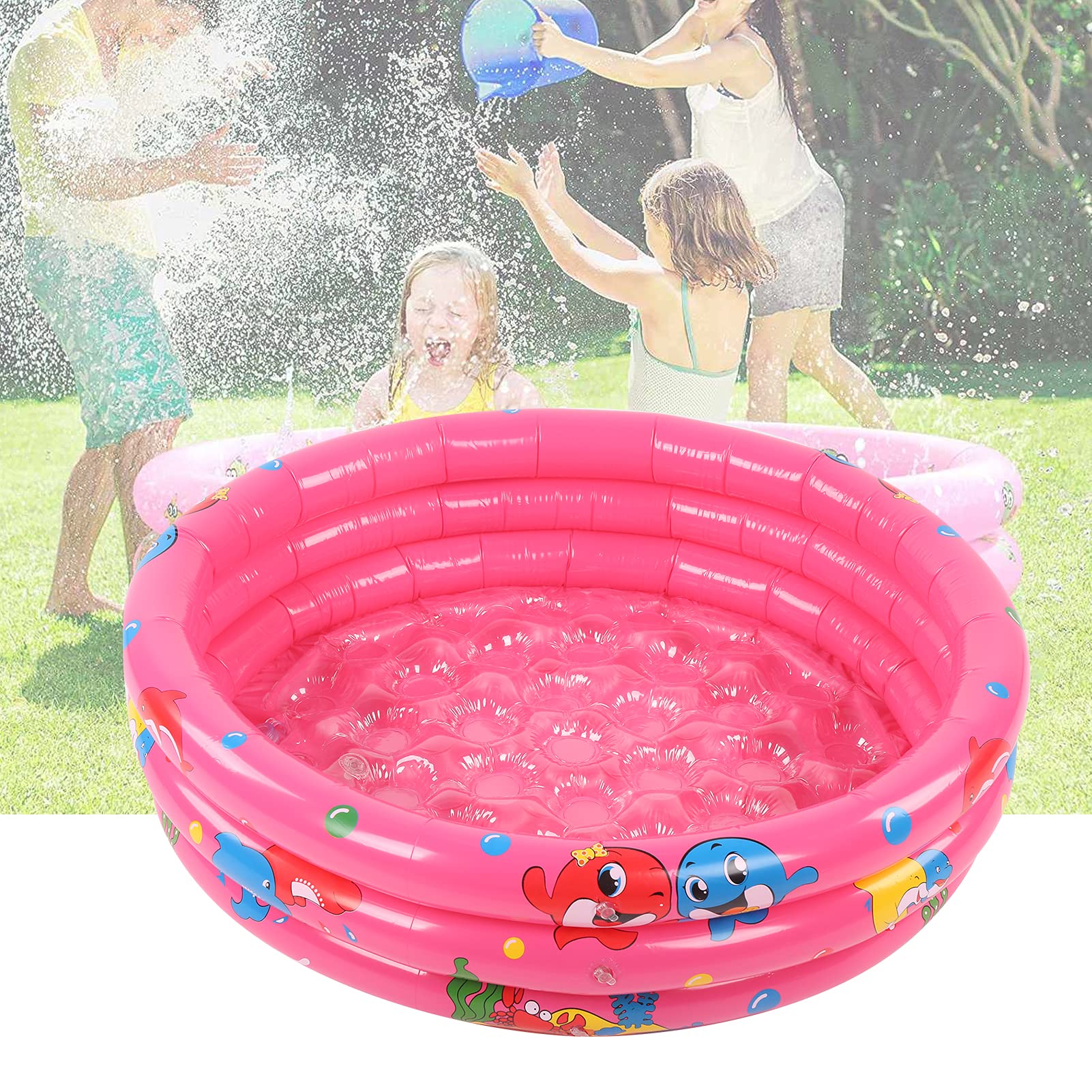 **Inflatable Baby Pool for Kids - 150cm Round Thick & Safe, Eco-Friendly, Durable Pink Toddler Pool for Outdoor, Indoor, Bathroom, Beach, Lakeside - Perfect for Summer Fun, Backyard Play & Water Activities**