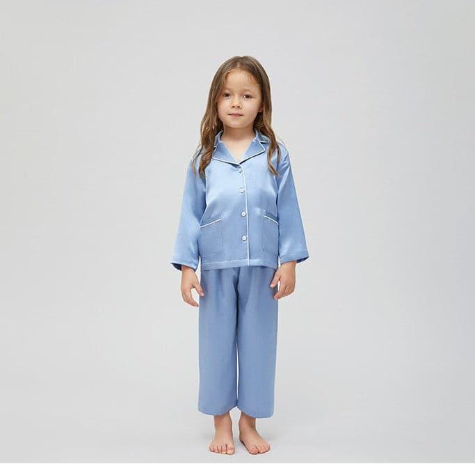 Classic Long Sleeve Kids Silk Pajama Set - Soft & Comfortable Sleepwear for Boys & Girls - Perfect for Bedtime, Lounging & Special Occasions