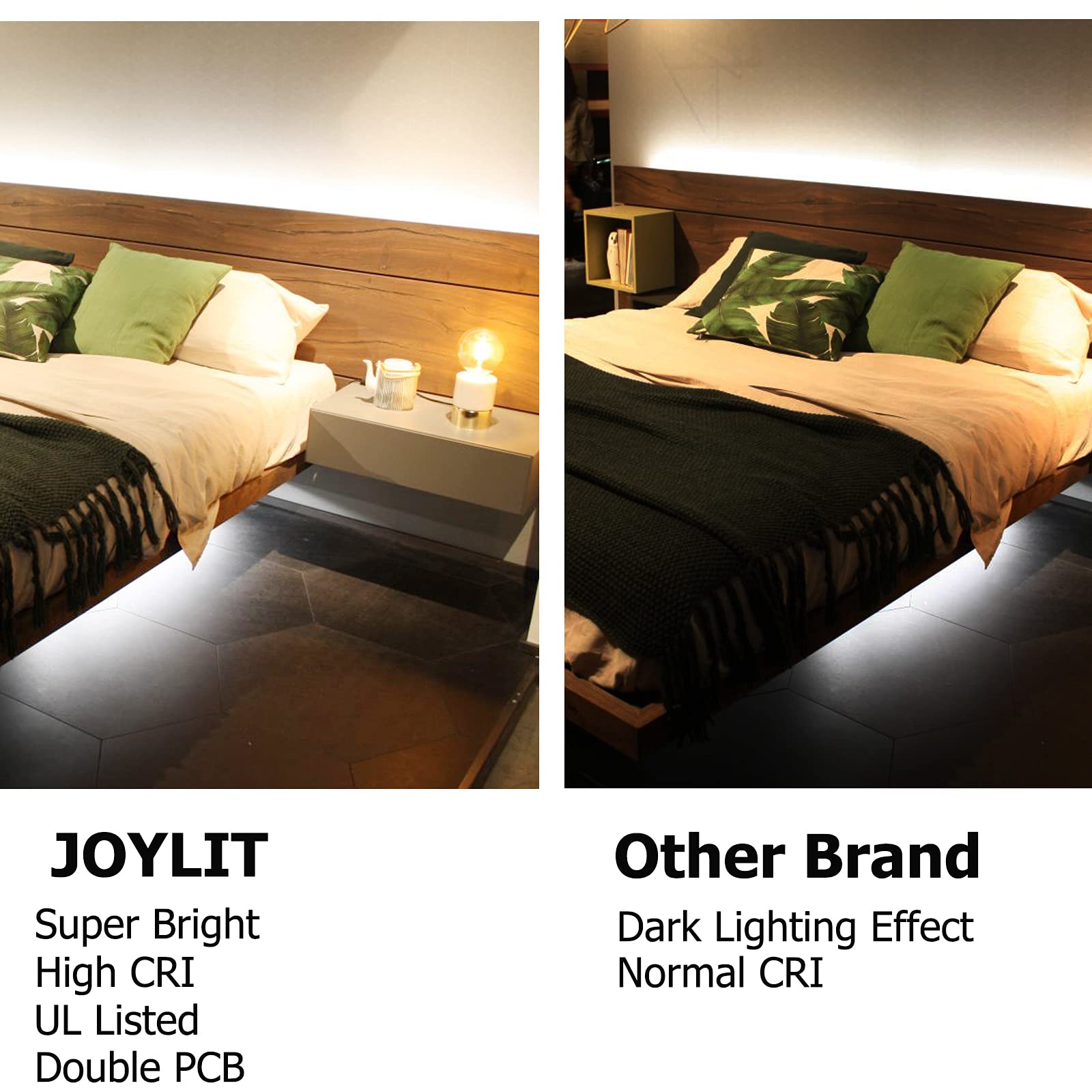 JOYLIT 24V UL Listed Tunable White LED Strip Lights 2800K-6500K, 16.4ft Ultra Bright 610lm/ft, CRI 90+, 1120 SMD 2835 LEDs - Dimmable Tape Light for Bedroom, Kitchen, Living Room, Cabinet Lighting