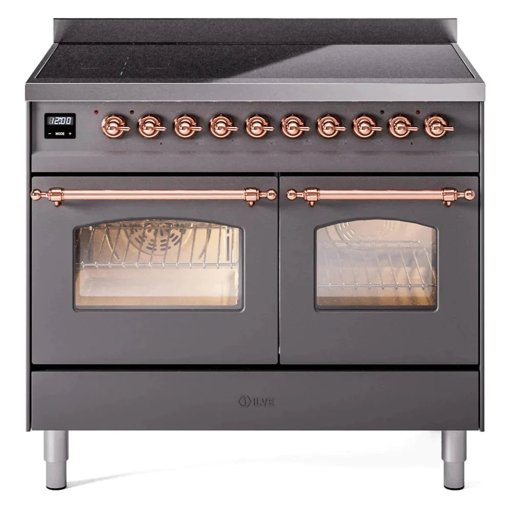 ILVE 40 Nostalgie II Series Freestanding Electric Double Oven Range - 6 Burners, Triple Glass Cool Door, Convection Oven, TFT Display & Child Lock | Perfect for Home Kitchens & Professional Chefs (Model UPDI406NMP)