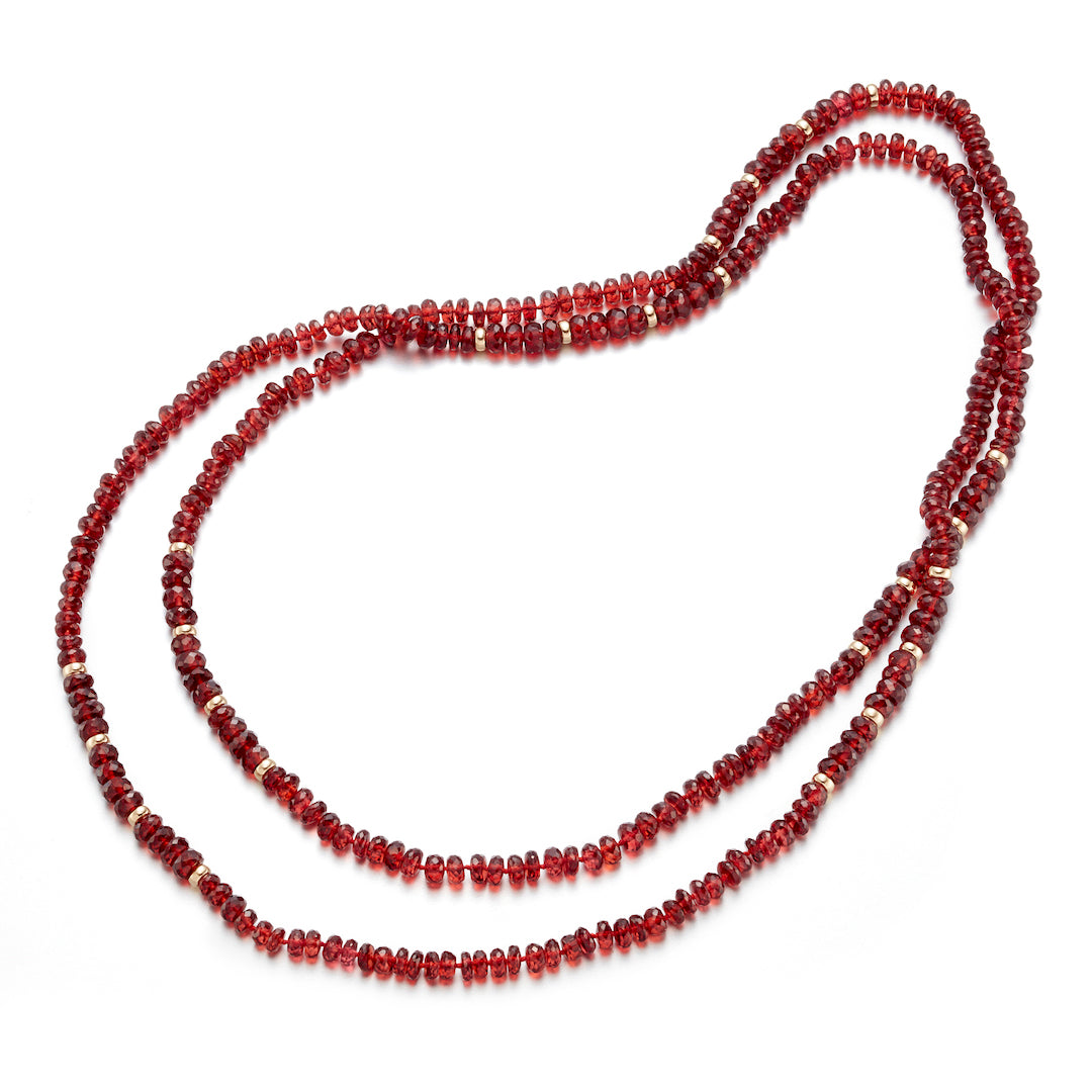 Faceted Garnet Rope Necklace for Women - Elegant Bohemian Jewelry with Natural Gemstone - Perfect for Weddings, Parties & Everyday Wear