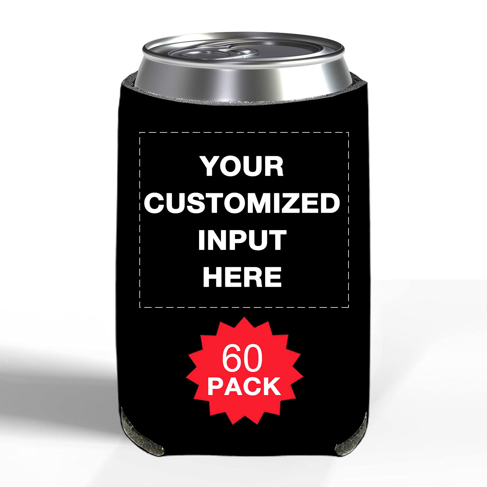 Custom Printed Can Coolers 60pcs Bulk - Personalized Beer Sleeves with Photo/Logo - Perfect for Weddings, Fishing Trips, Picnics & Outdoor Parties - Keep Drinks Cold in Style