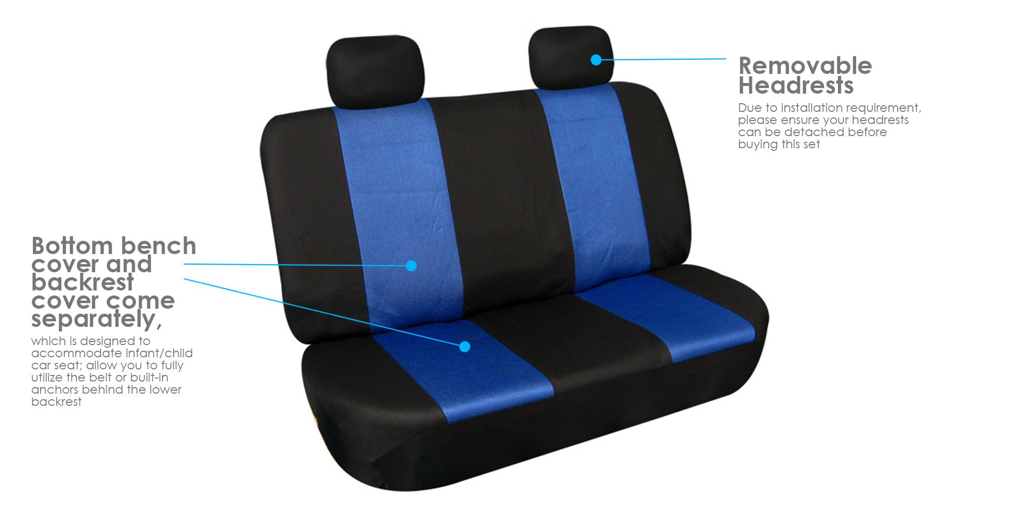 FH Group Universal Car Seat Covers Set - Blue Cloth for SUV, Sedan, Van | Home & Travel Comfort