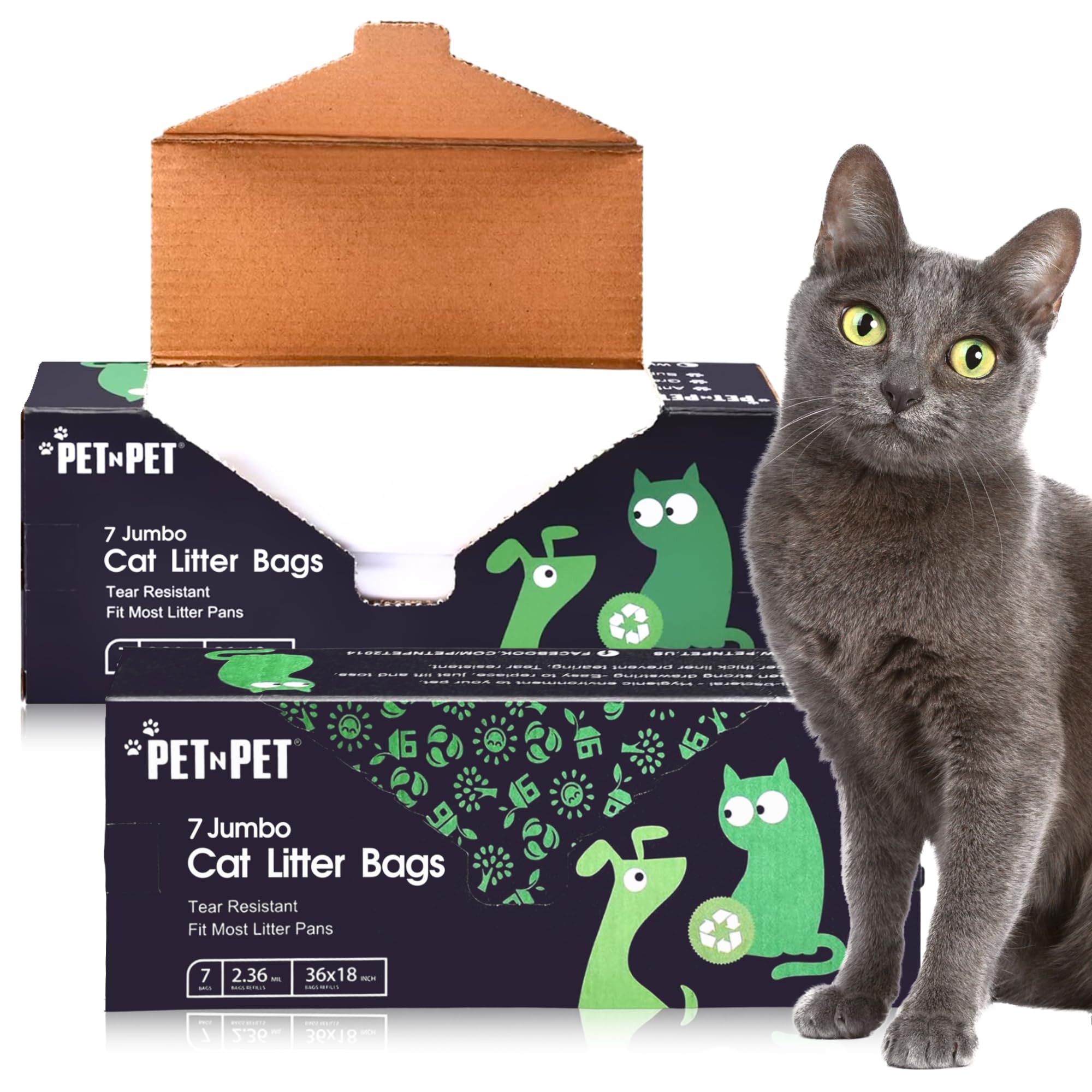 Pet N Pet Jumbo Cat Litter Box Liners - 14 Count Heavy-Duty Kitty Litter Bags for Large Cat Pans | Leak-Proof & Scent Control | Perfect for Multi-Cat Homes & Odor Control
