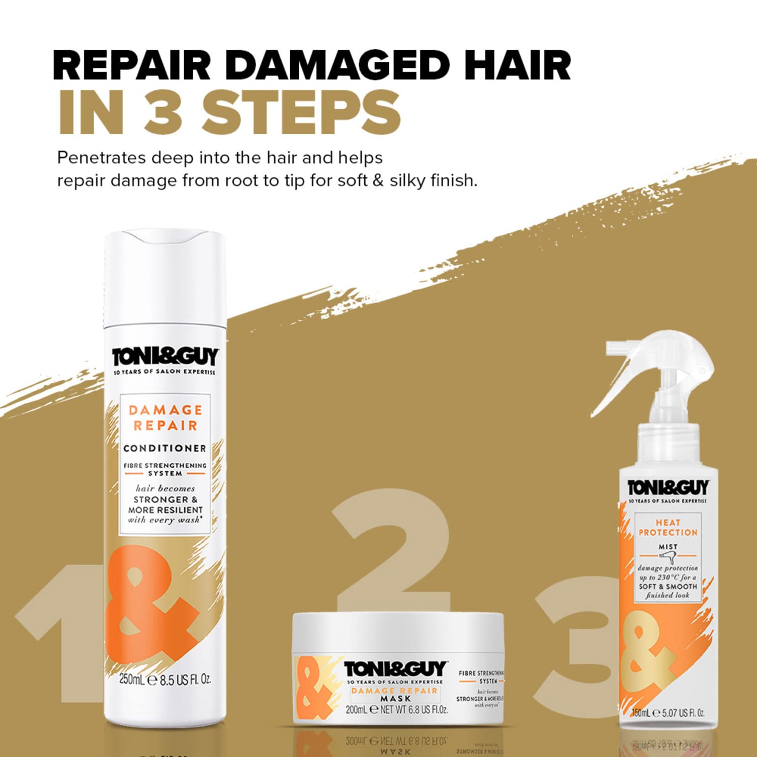 Toni&Guy Repairing Hair Conditioner for Damaged Hair - 8.5 oz | Deep Moisturizing Treatment for Dry, Brittle Hair | Salon-Quality Hair Care at Home