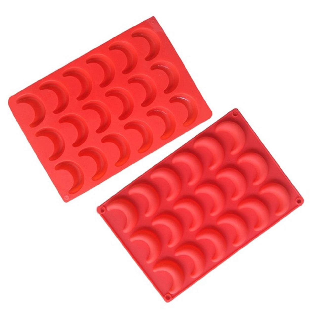 2 Pack Silicone Crescent Moon Ice Cube Tray - Chocolate Candy Mold, Gummy Jelly, Resin Cake, Mini Soap Wax Crayon Mold for DIY Jewelry Making & Cake Decorating - Perfect for Cocktails, Baking & Craft Projects