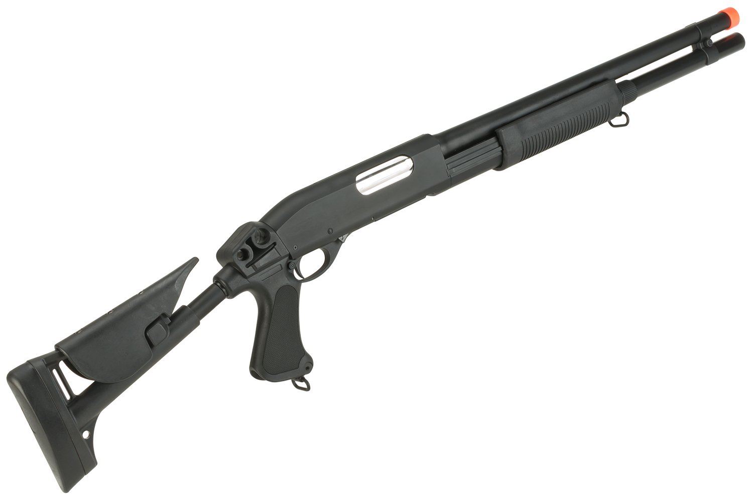 CYMA Standard Metal M870 3-Round Burst Multi-Shot Shell Loading Airsoft Shotgun with Retractable Stock - Full Metal Airsoft Gun for Tactical Training & Outdoor Shooting Games (Model: M8.70, PID: 60168) - Perfect for Airsoft Battles, Military Simulation & Target Practice